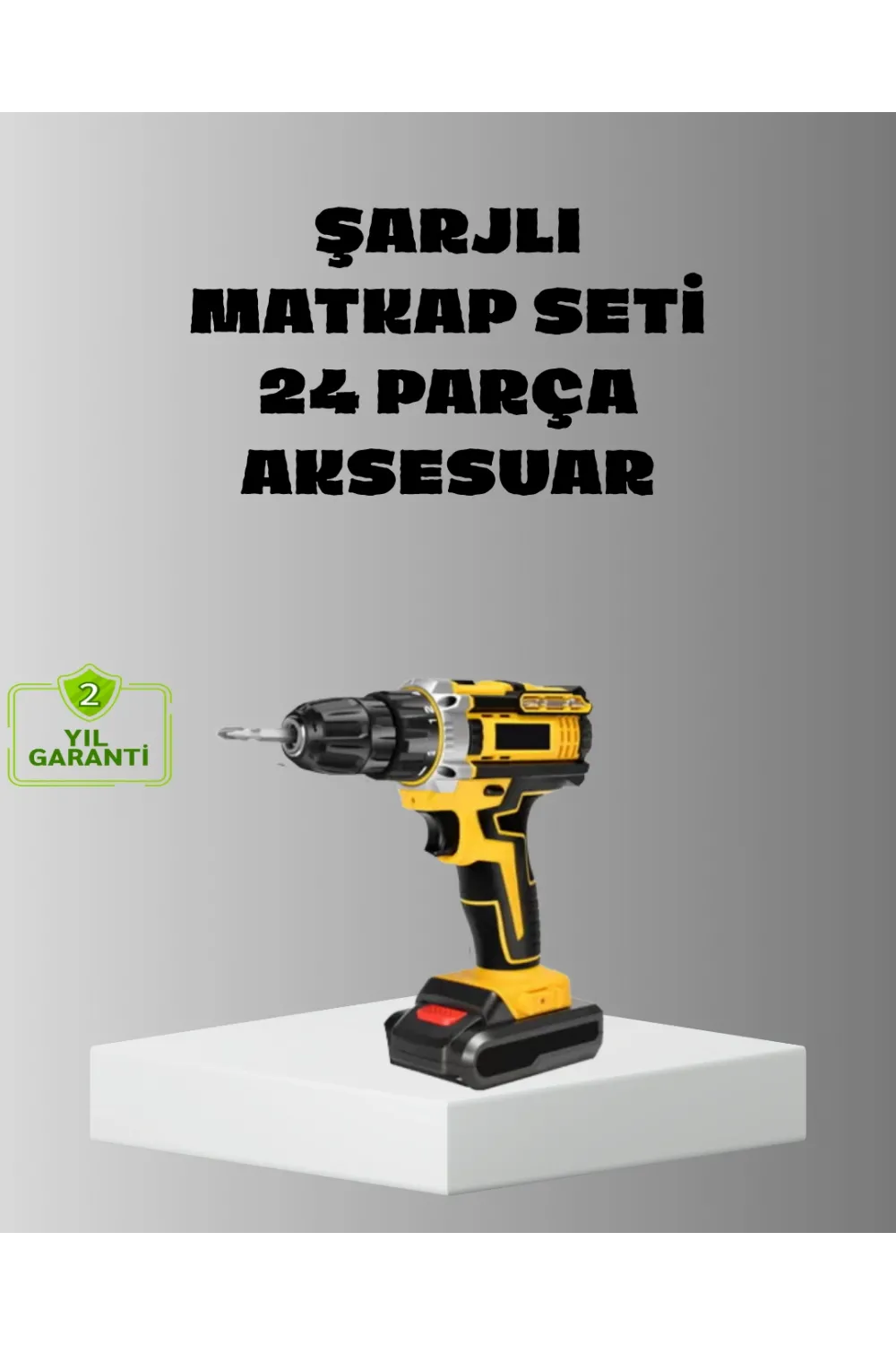 Şarjlı Darbeli Matkap Seti – 2 Bataryalı, 24w Güç, 24 Parça Aksesuar, Led Işıklı