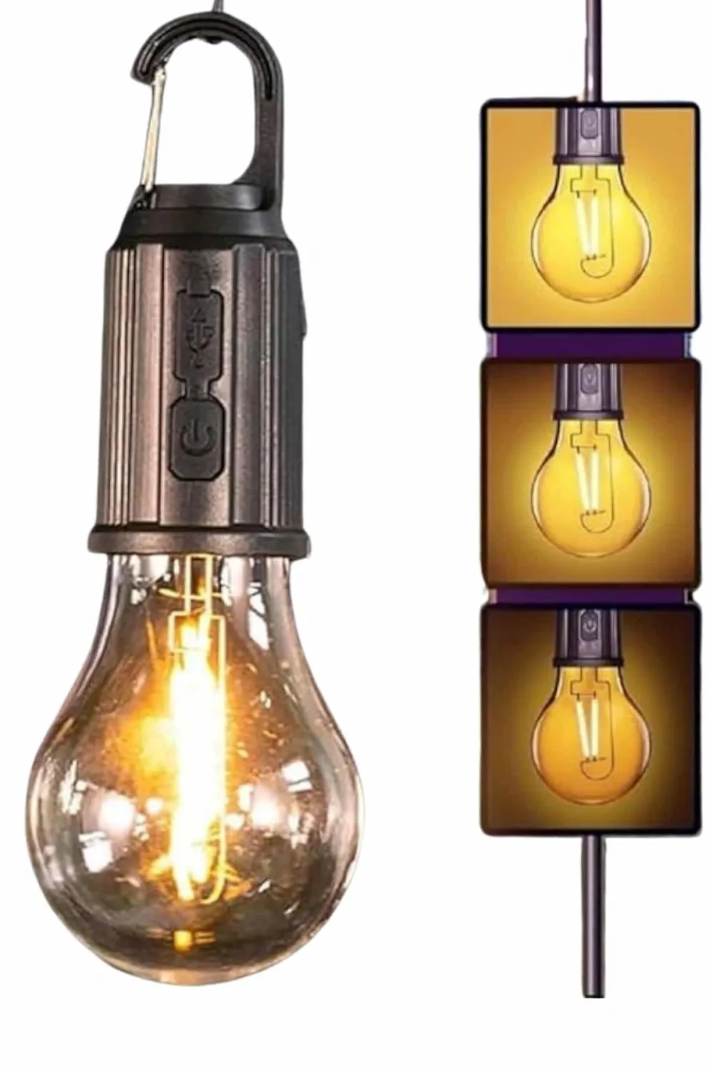 Şarjlı Dekoratif Kamp Lambası Askılı Ampul Led Işık Type-c Girişli