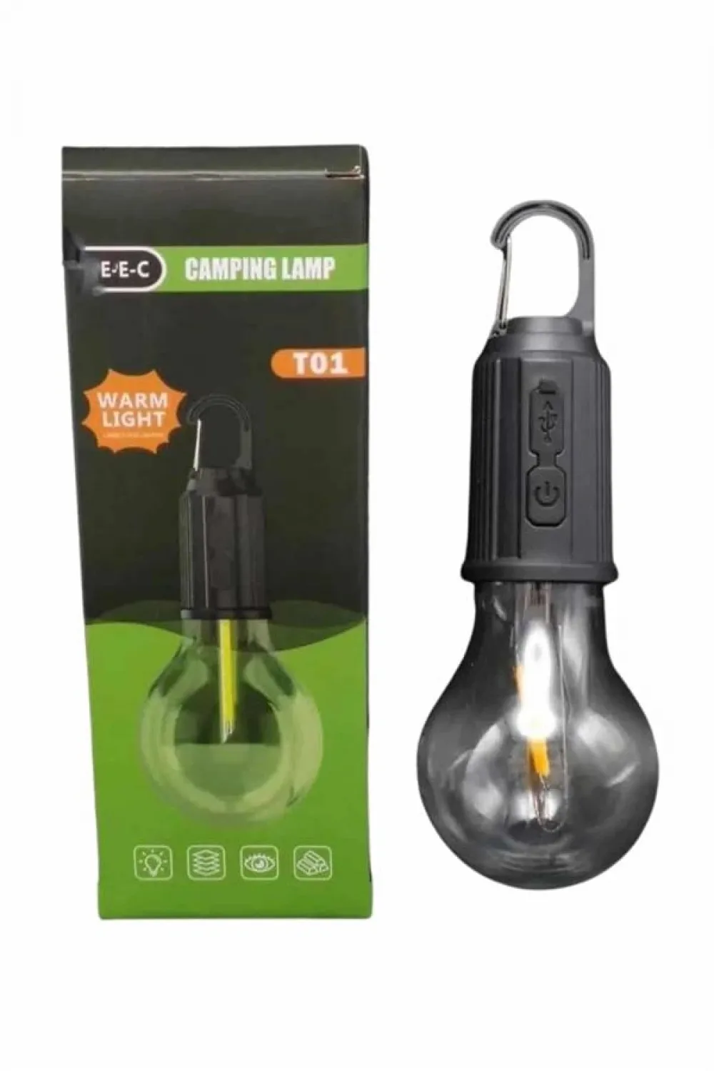 Şarjlı Dekoratif Kamp Lambası Askılı Ampul Led Işık Type-c Girişli