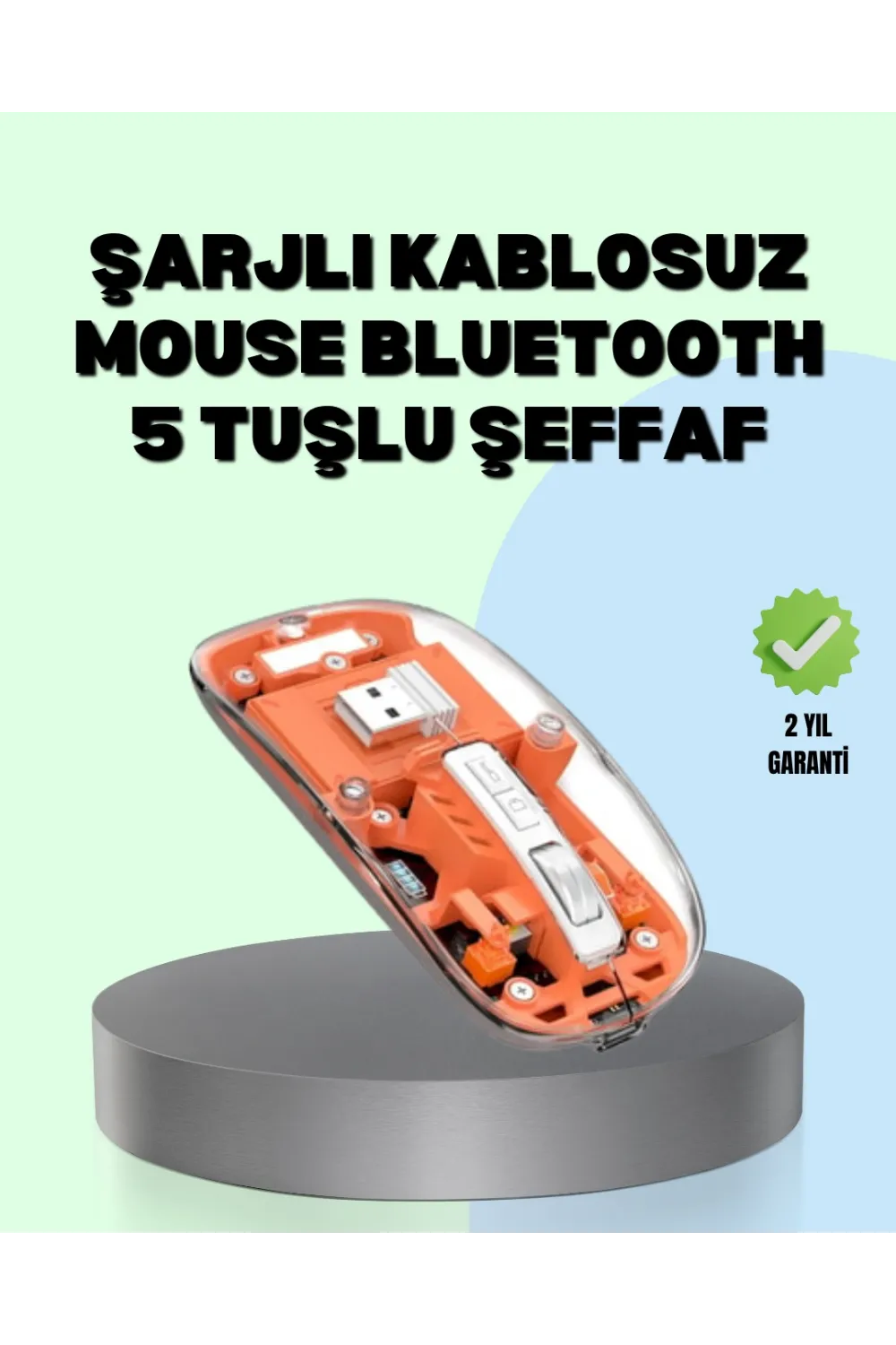 Şarjlı Ergonomik Fare – 1600 Dpı, Sessiz Tıklama Özellikli