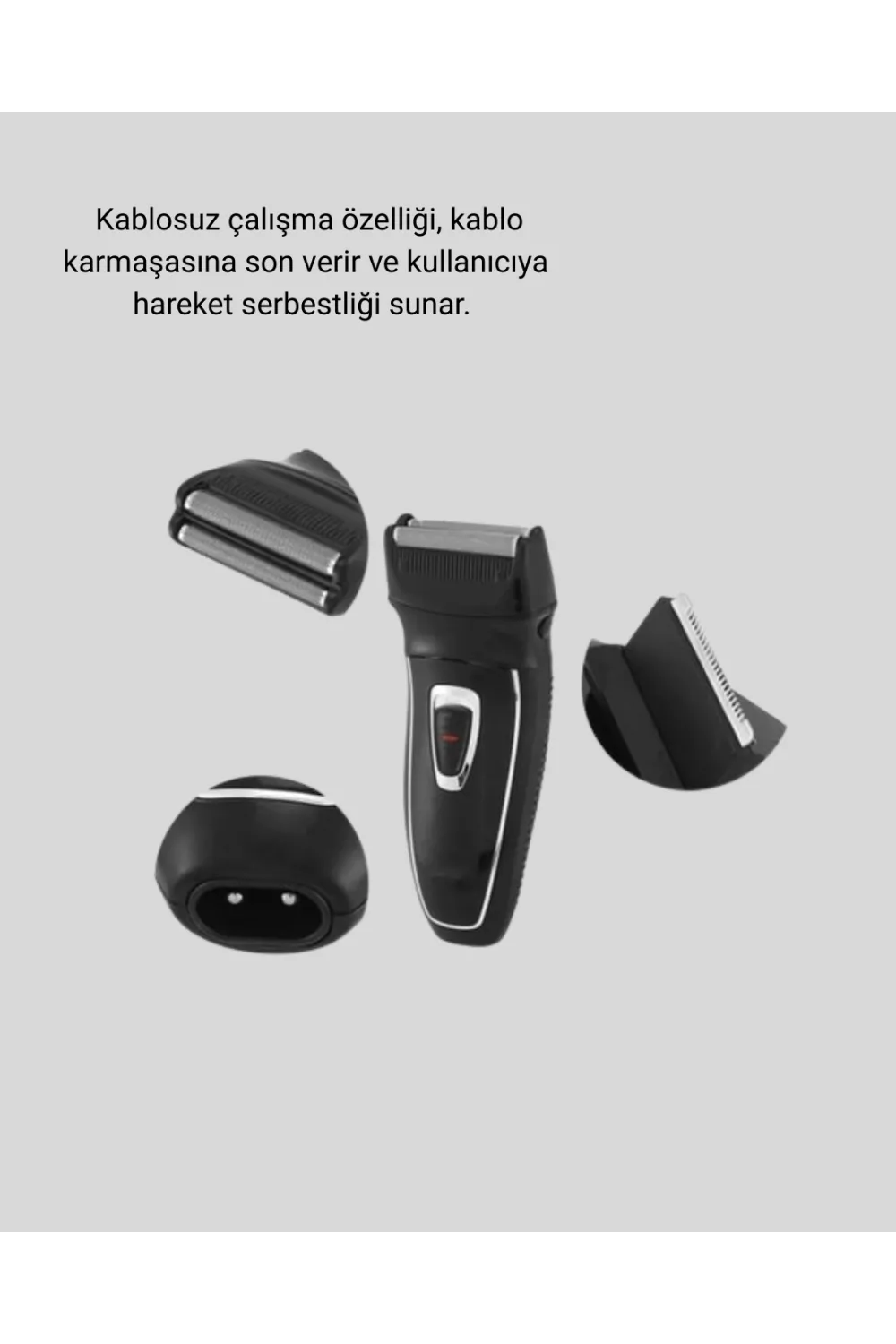Şarjlı Kablosuz Tıraş Makinesi Çift Başlık Kuru Tıraş Ergonomik Taşınabilir