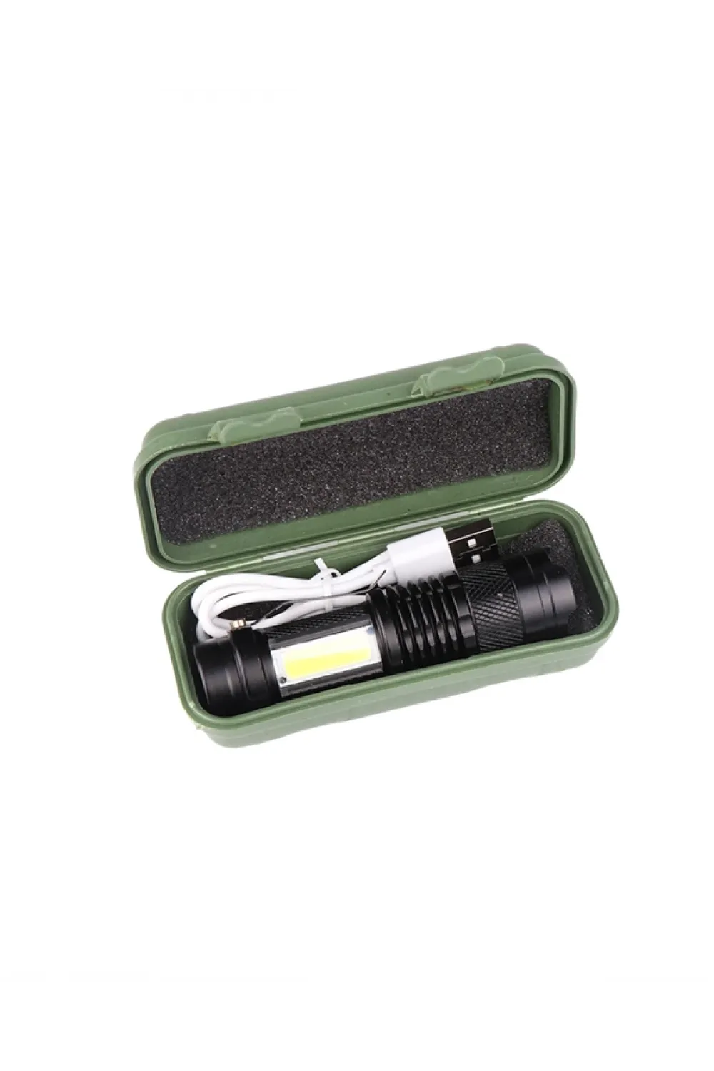 Şarjlı Led El Feneri - 14500 Pil Dahil, 4 Işık Modu, Mini Boy