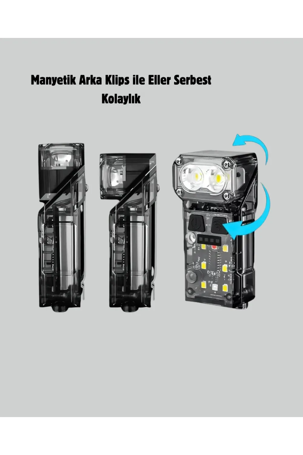 Şarjlı Led Kafa Lambası Manyetik Klipsli El Sensörlü Çok Fonksiyonlu