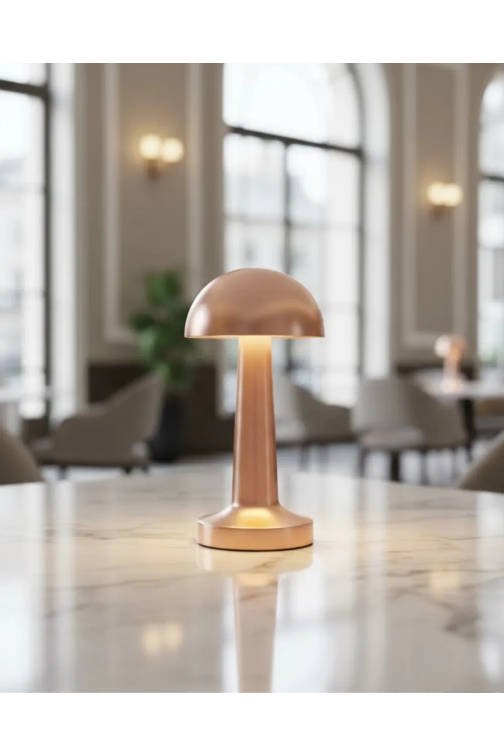 Şarjlı Led Masa Lambası 3 Kademe Dokunmatik Bronz Modern Tasarım