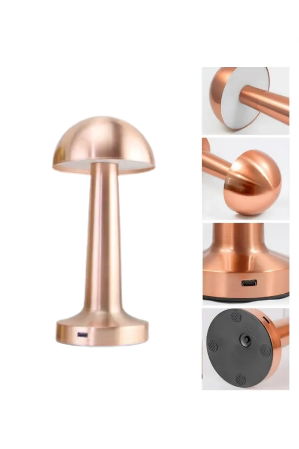 Şarjlı Led Masa Lambası 3 Kademe Dokunmatik Bronz Modern Tasarım