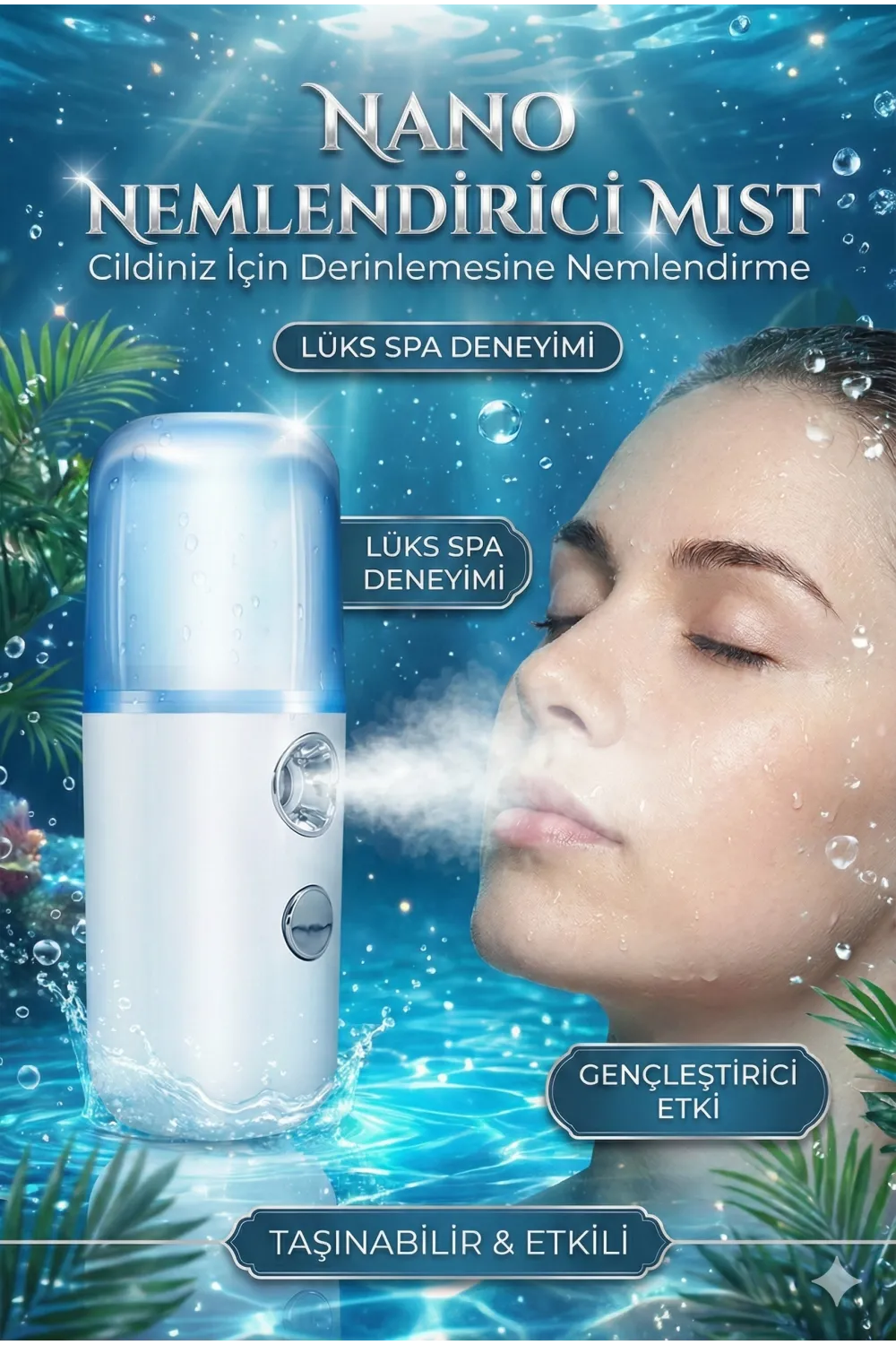 Şarjlı Mini Yüz Nemlendirici Dezenfektan Cihazı Mist Sprayer