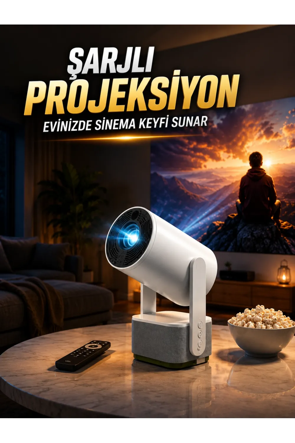 Şarjlı Projeksiyon Evinizde Sinema Keyfi Sunar