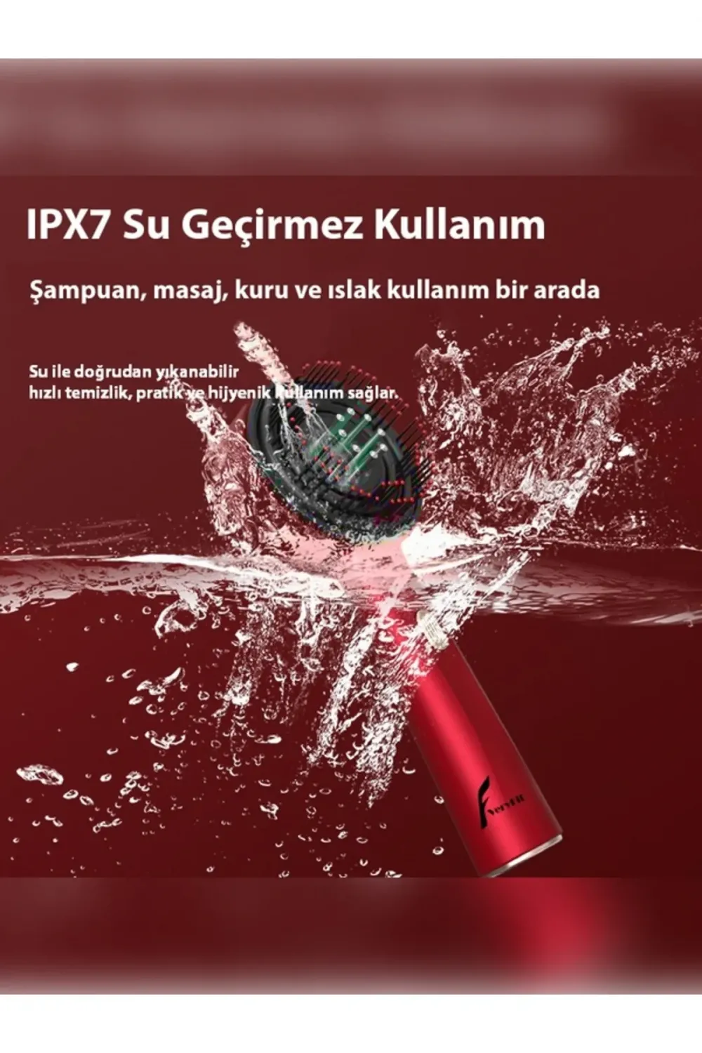 Şarjlı Ve Titreşimli Saç Masaj Tarağı Bakım Yağı Hazneli Fırça