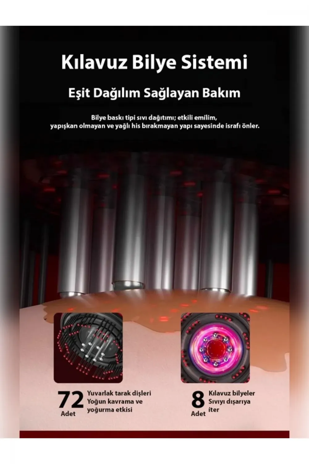 Şarjlı Ve Titreşimli Saç Masaj Tarağı Bakım Yağı Hazneli Fırça
