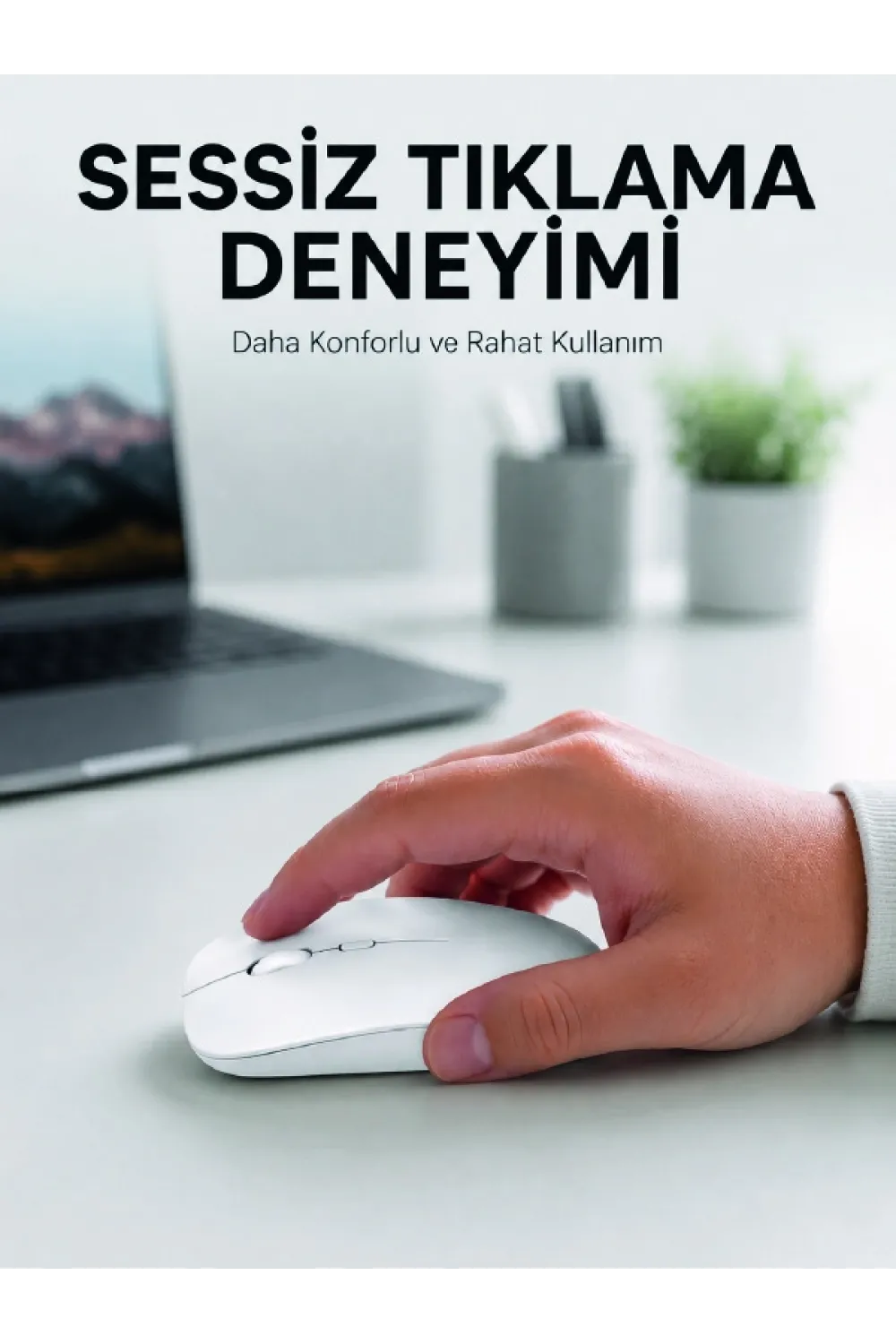 Şarjlı Wireless Mouse Bluetooth Çift Modlu Sessiz Yüksek Hassasiyetli Fare