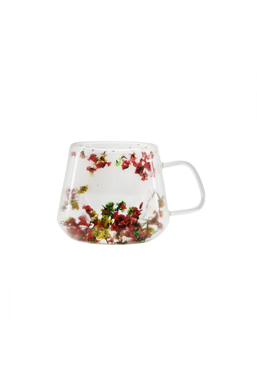 250 Ml Ve Kulplu Çift Cidarlı Ve Çiçekli Cam Bardak IEGUD0S