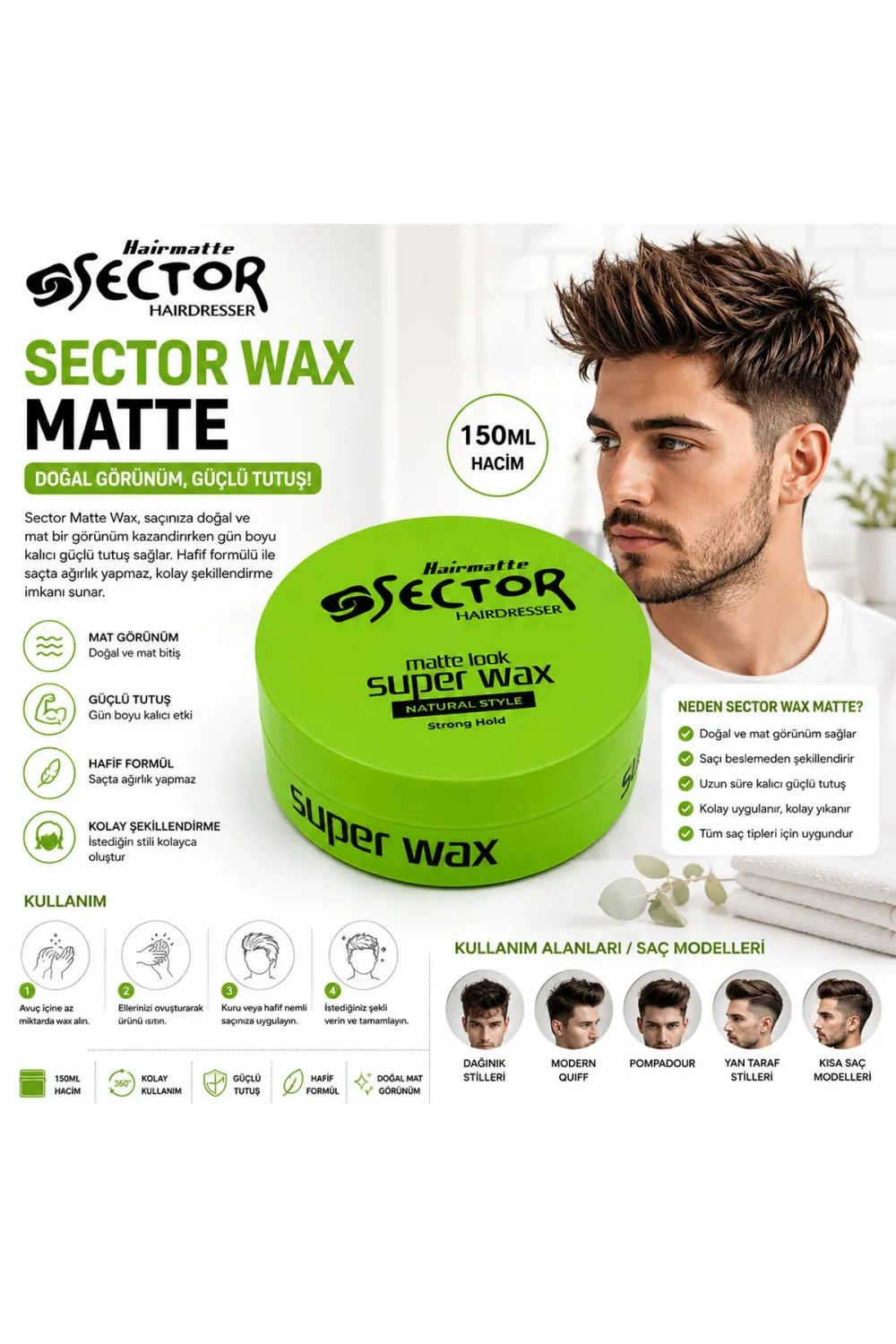 Sector Matte Look Süper Wax Saç Şekillendirme Krem 150 Ml IEGNSLF