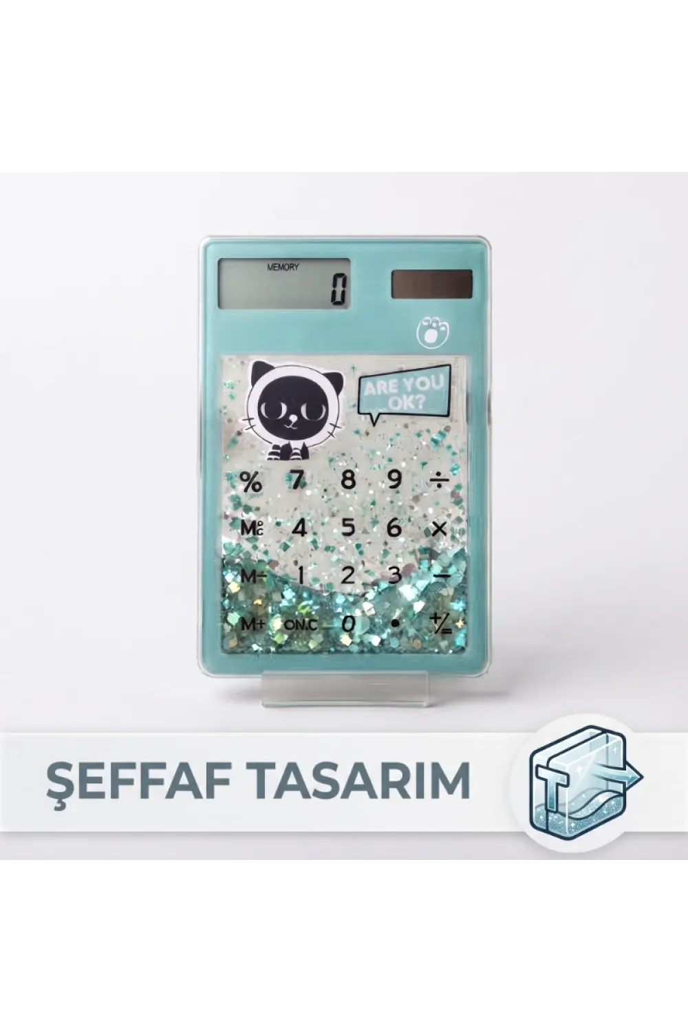 Şeffaf Hesap Makinesi - Sevimli Simli Tasarım