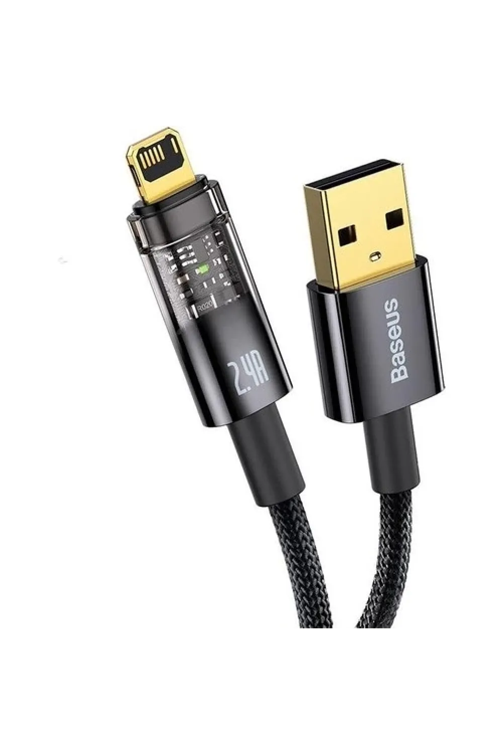 Şeffaf Uçlu iPhone 45w Usb Hızlı ve Dayanıklı Şarj ve Data Işıklı Örgü Kablo 1 Metre