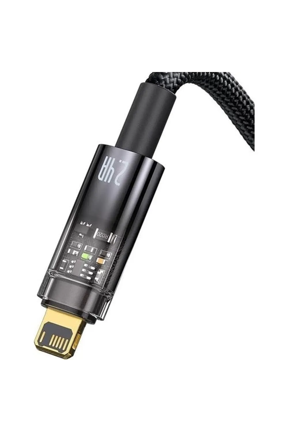 Şeffaf Uçlu iPhone 45w Usb Hızlı ve Dayanıklı Şarj ve Data Işıklı Örgü Kablo 1 Metre