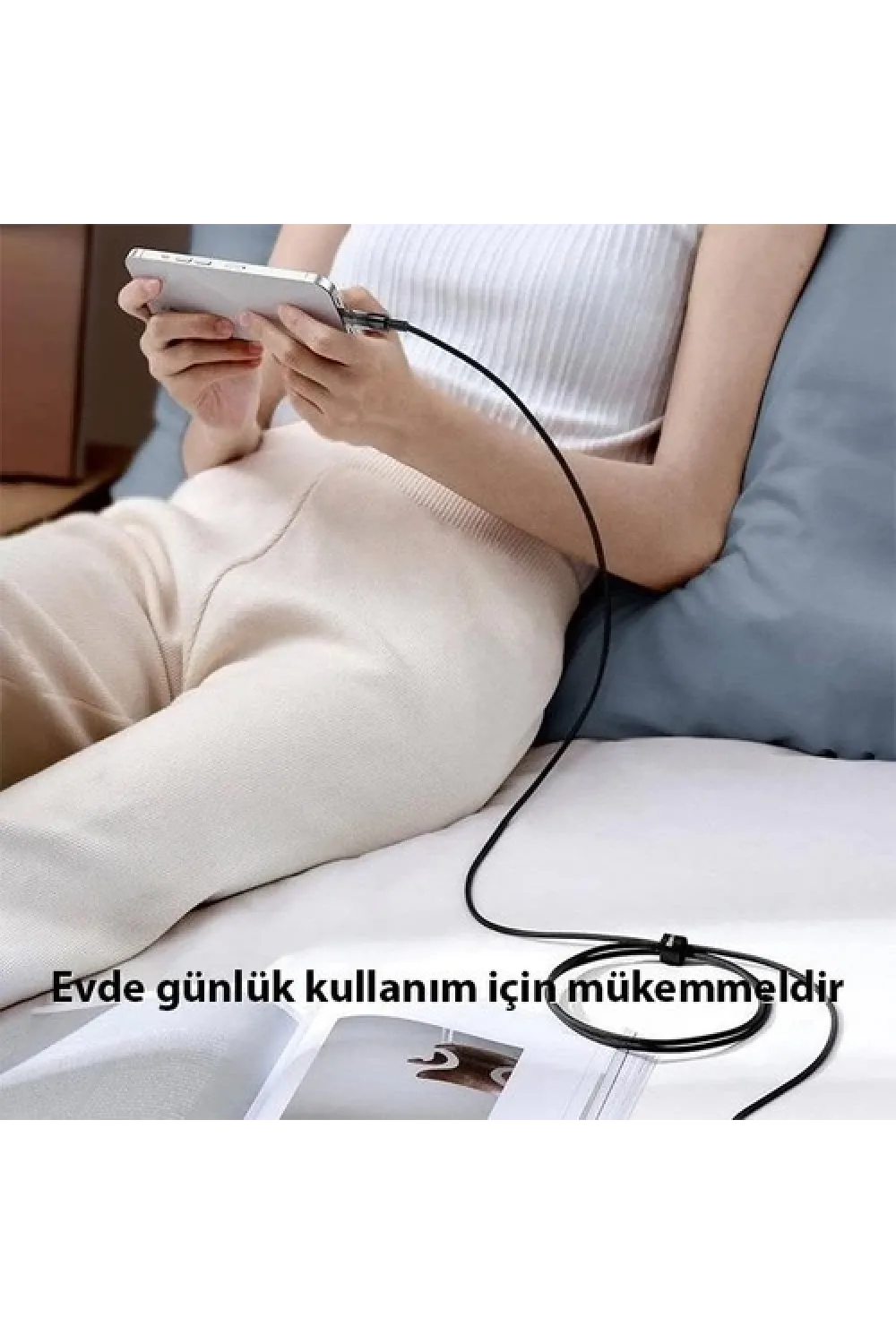Şeffaf Uçlu iPhone 45w Usb Hızlı ve Dayanıklı Şarj ve Data Işıklı Örgü Kablo 1 Metre