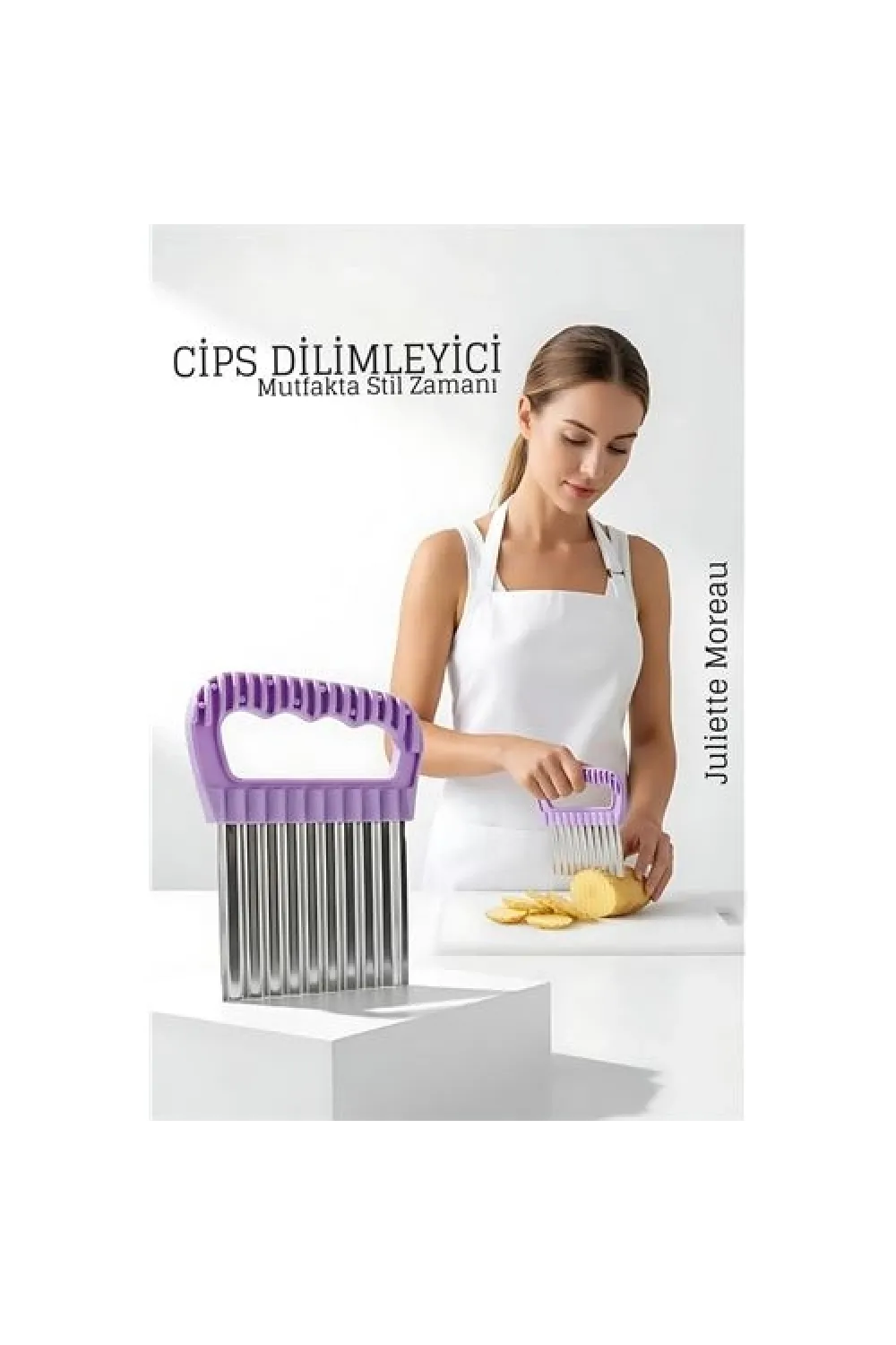 Şekilli Pratik Cips Dilimleyici Paslanmaz Çelik  – 9x13 cm 722424