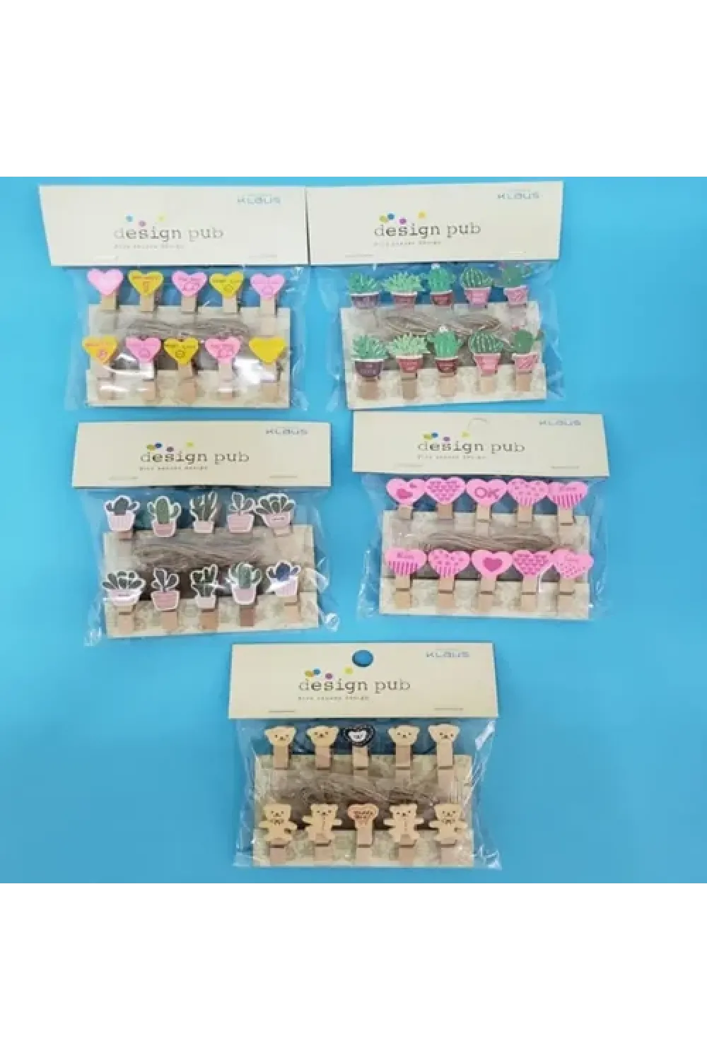 Şekilli Renkli Ahşap Mandal Seti (10lu Paket)
