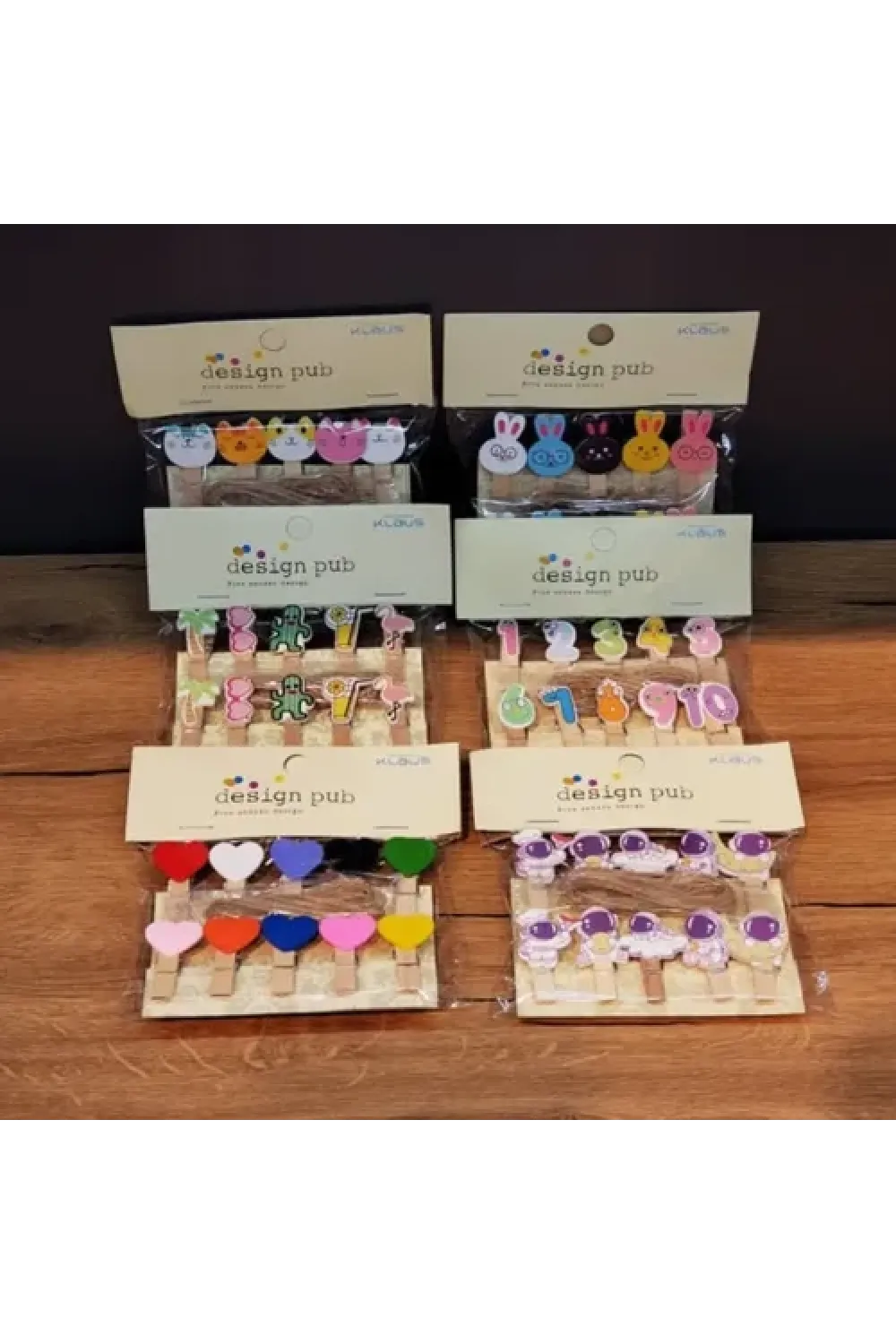 Şekilli Renkli Ahşap Mandal Seti (10lu Paket)