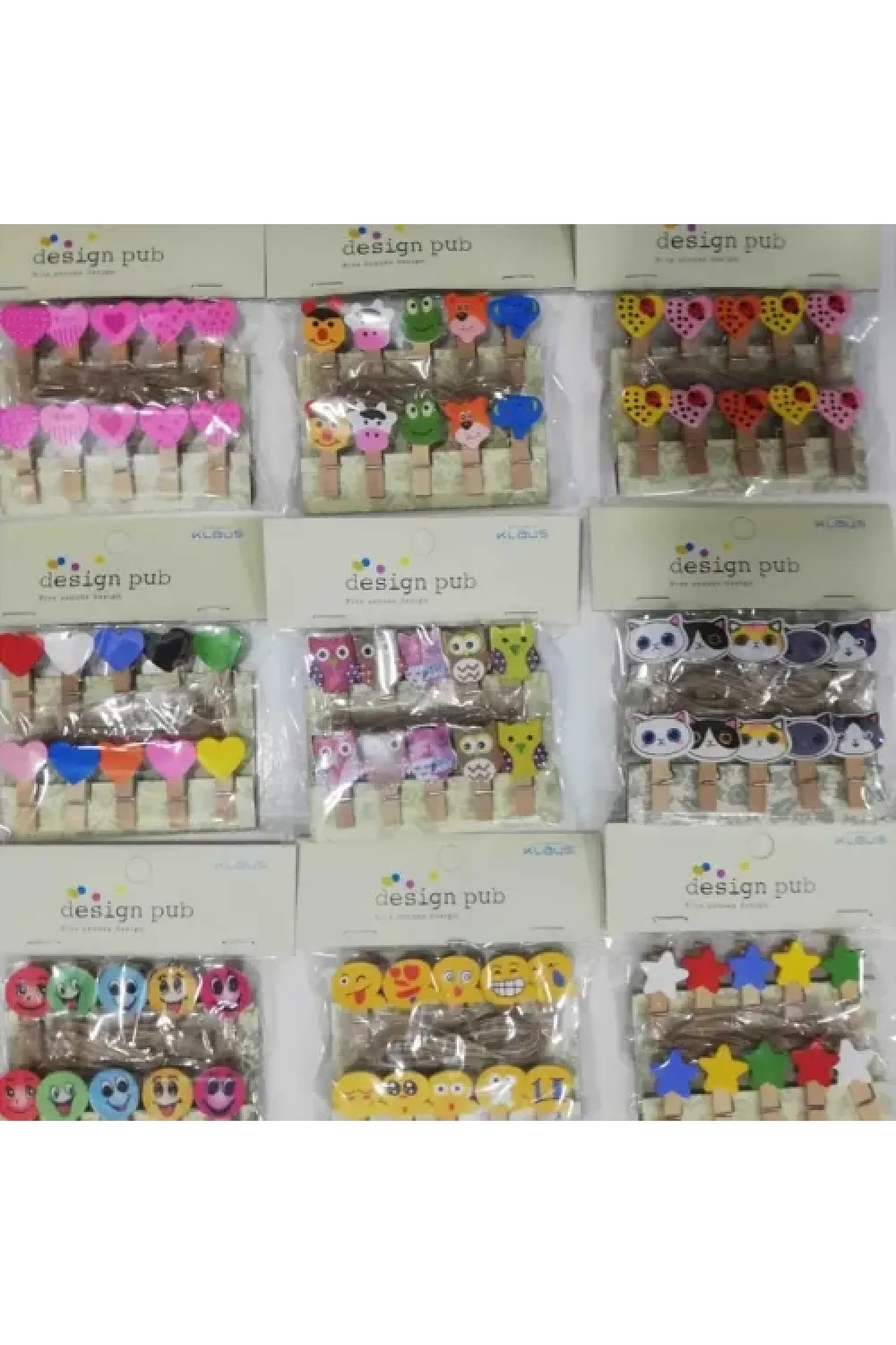 Şekilli Renkli Ahşap Mandal Seti (10lu Paket)