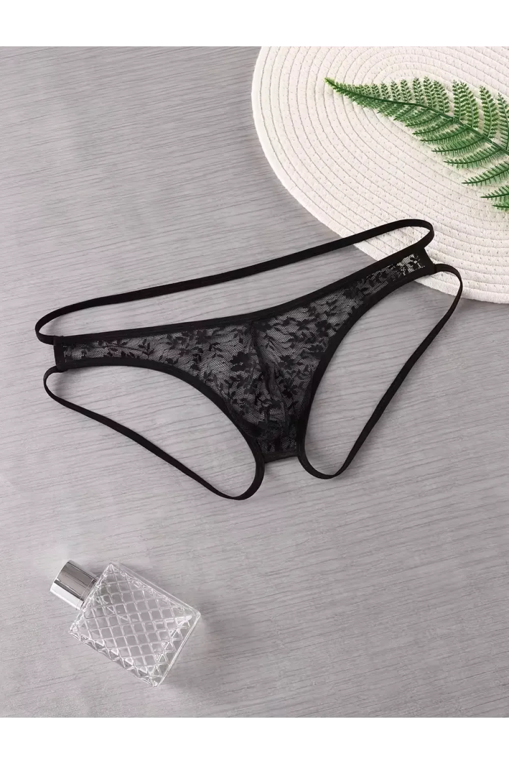 Seksi Dantelli Arkası Açık Seksi Siyah Erkek Külot TG274626