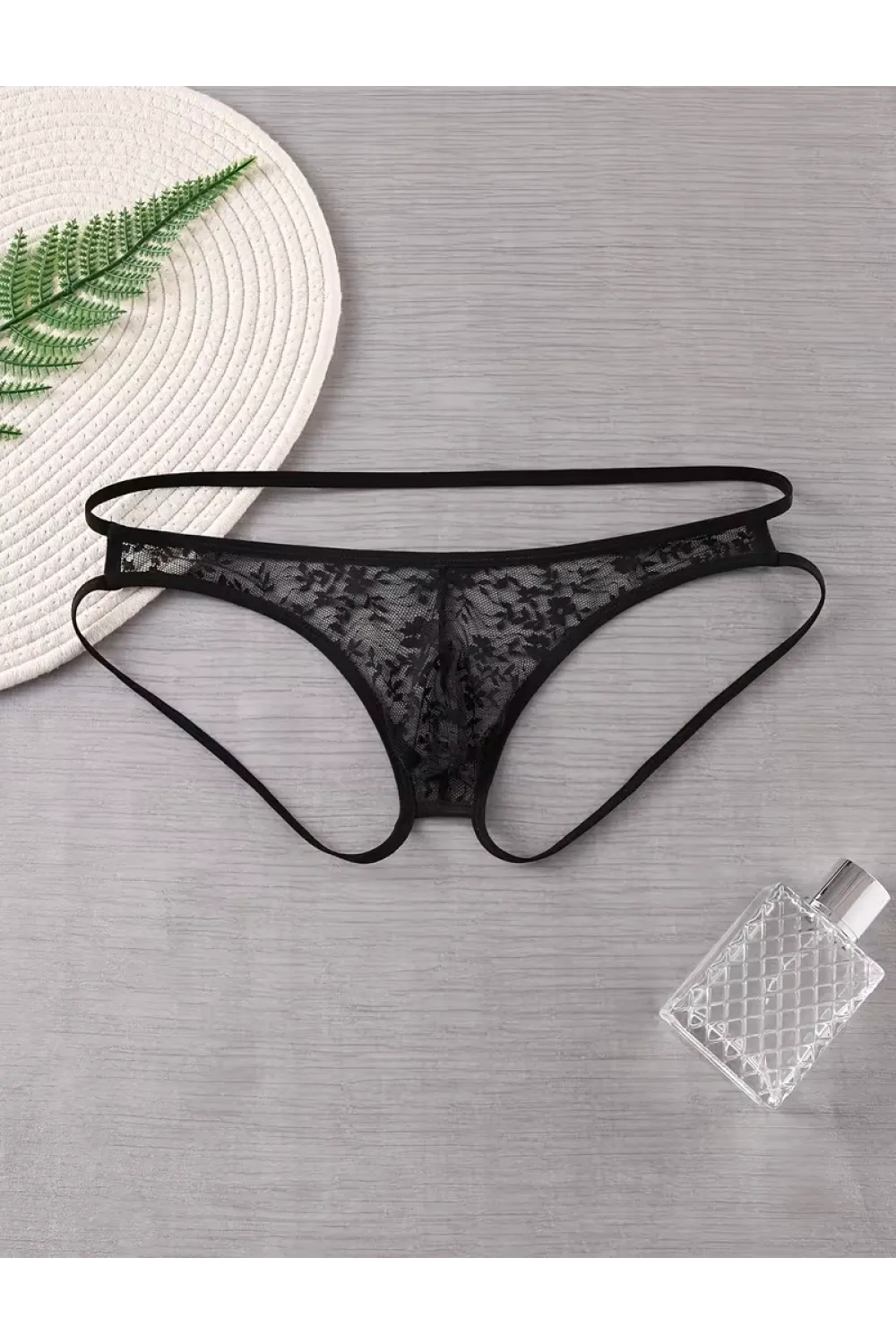 Seksi Dantelli Arkası Açık Seksi Siyah Erkek Külot TG274626