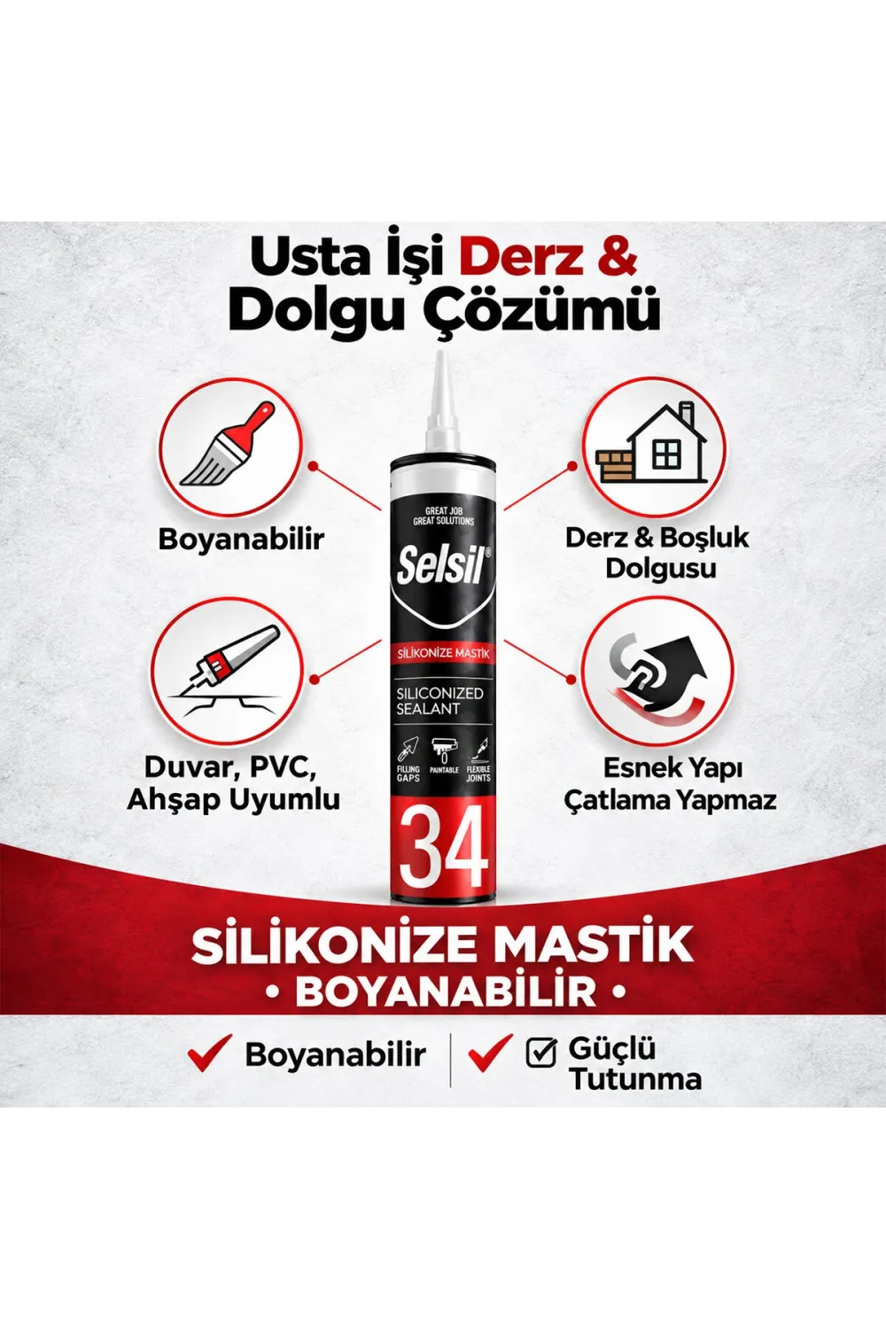 Selsil Code-34248 38 ( Beyaz ) ( Mastik ) Silikonize Akrilik ( 450gr )*25=k
