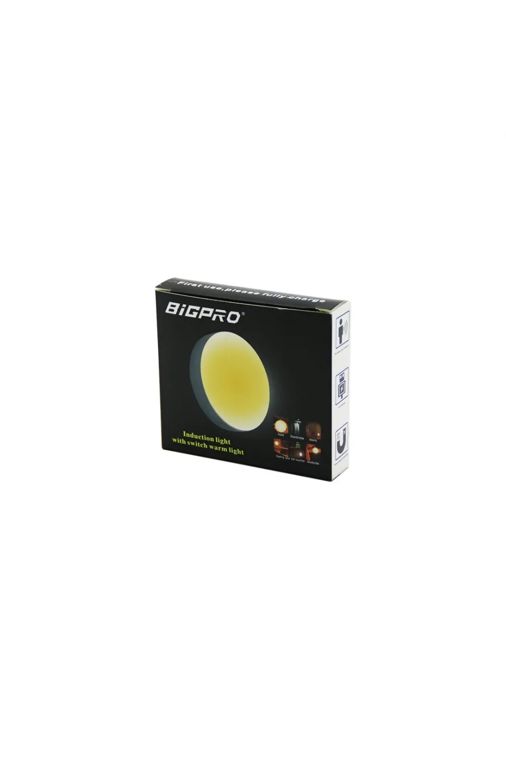 Sensörlü=0--3mt  Usb Şarjlı  Sarı Led Yuvarlak Lamba Çap: 8.3cm - Kalınlık: 2cm