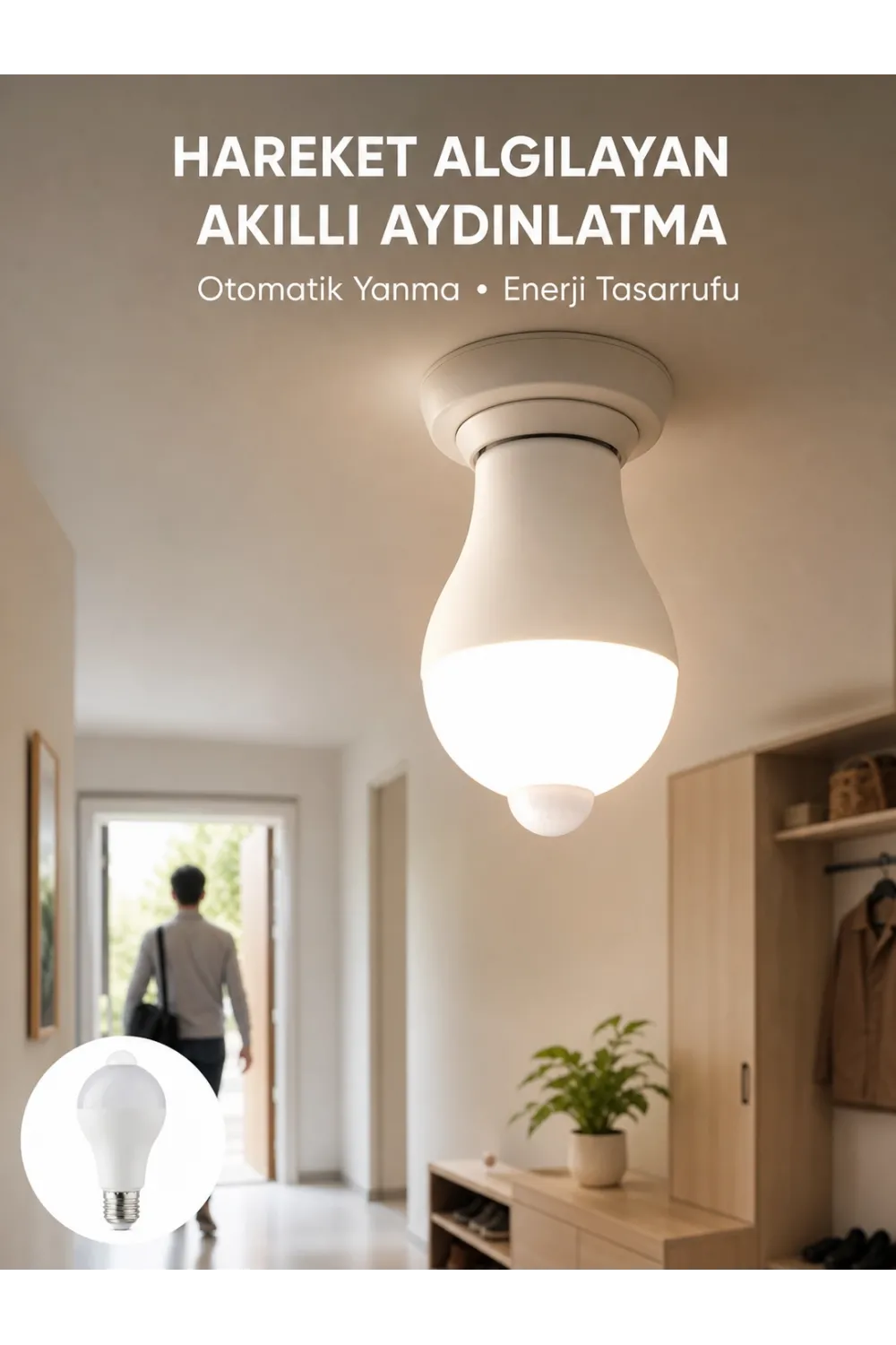 Sensörlü Led Lamba Otomatik Algılama Enerji Tasarruflu Aydınlatma