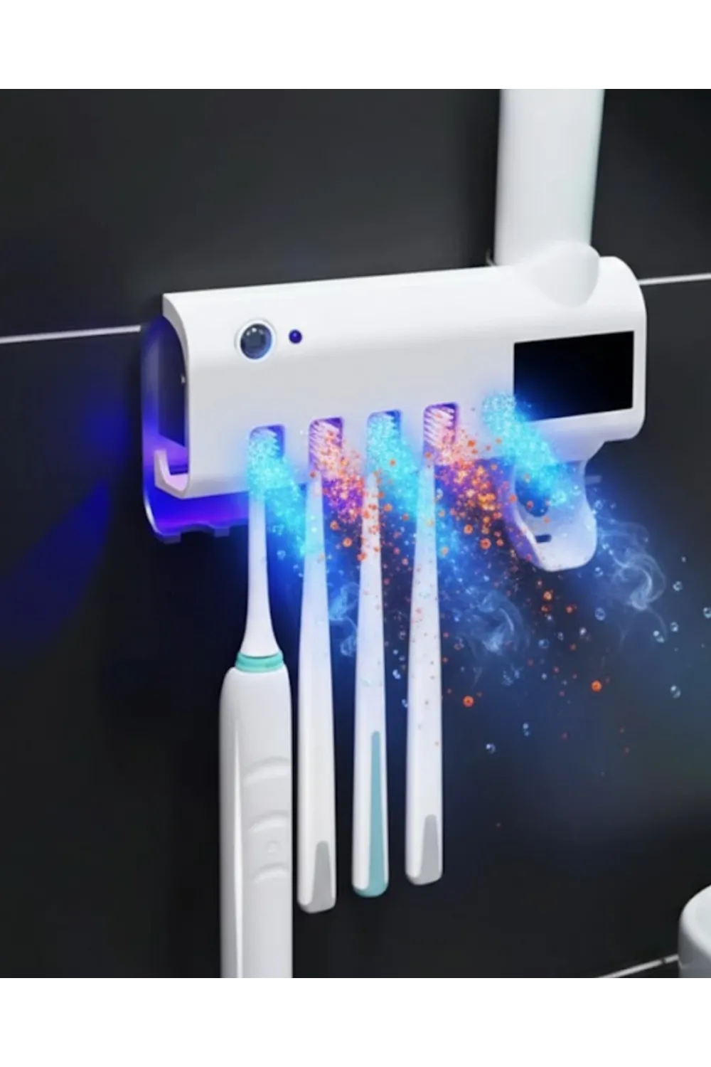 Sensörlü Uv Sterilize Diş Fırçası Tutucu Ve Macun Sıkma Aparatı