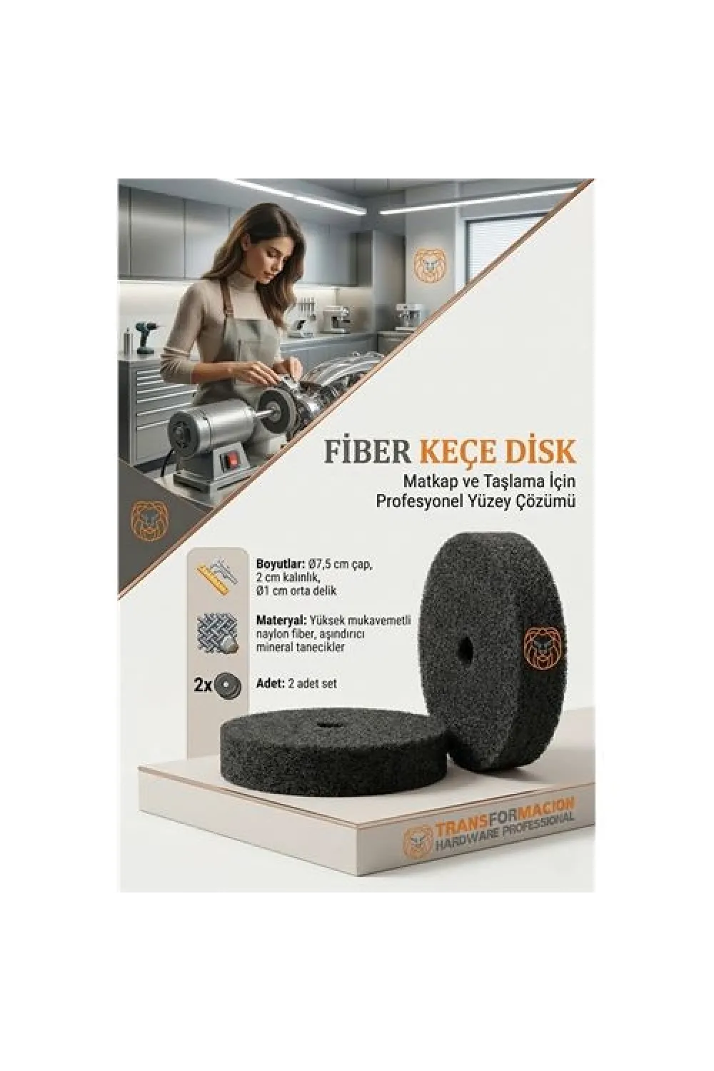 Sert Fiber Keçe Disk 75mm (2 Adet) Matkap Ucu Pas Sökücü Parlatma Taşı 723237