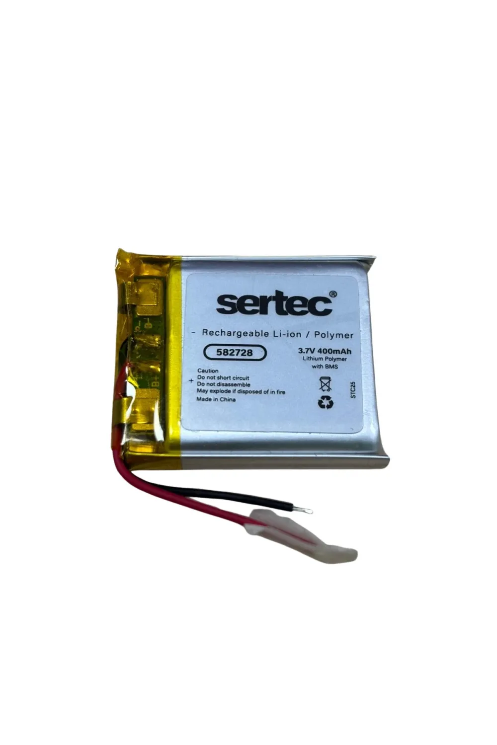 Sertec 582728 3.7v 400 Mah Li-polymer Pil (devreli/1.5a)