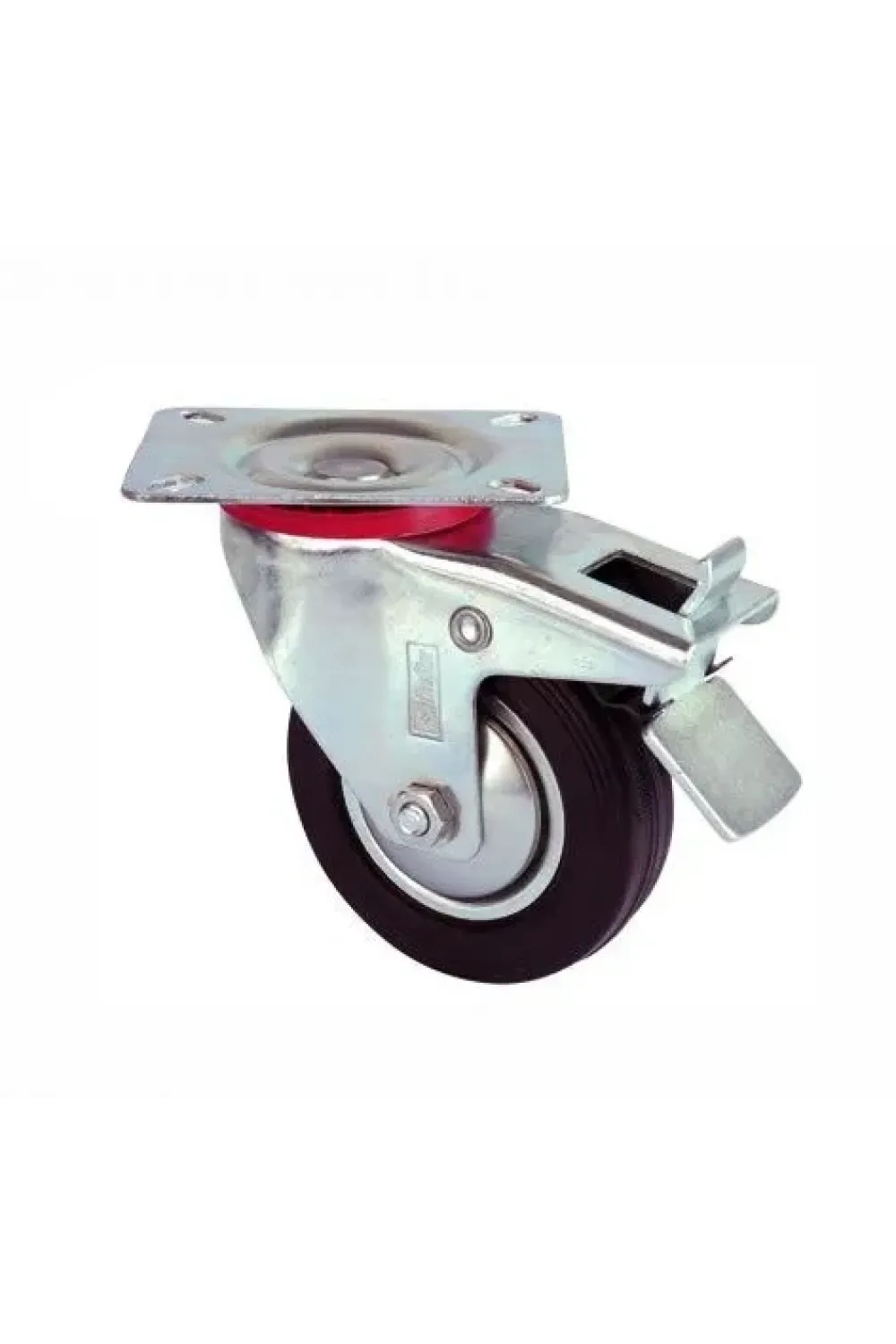 Servis Tekeri - Tablalı Frenli Siyah Döner - Çap 80 Mm