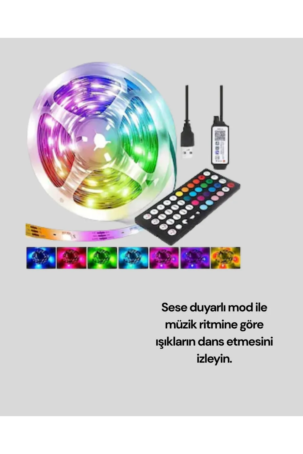Sese Duyarlı 10m Smart Şerit Led Ios Android Kontrollü Rgb Işık