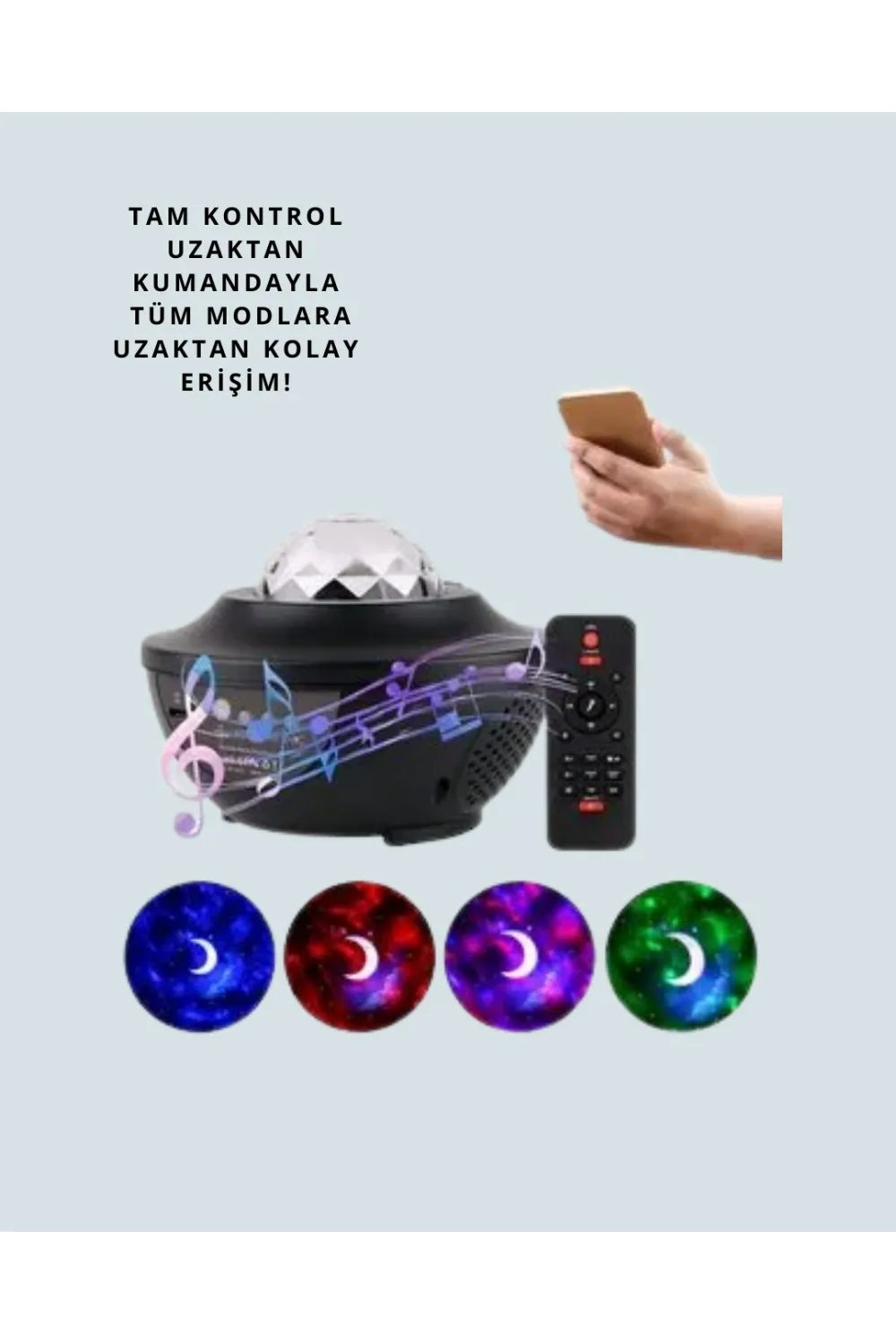 Sesle Etkileşimli Yıldız Projektörlü Gece Lambası – Bluetooth Hoparlörlü, Usb Girişli, Dönen Okyanus