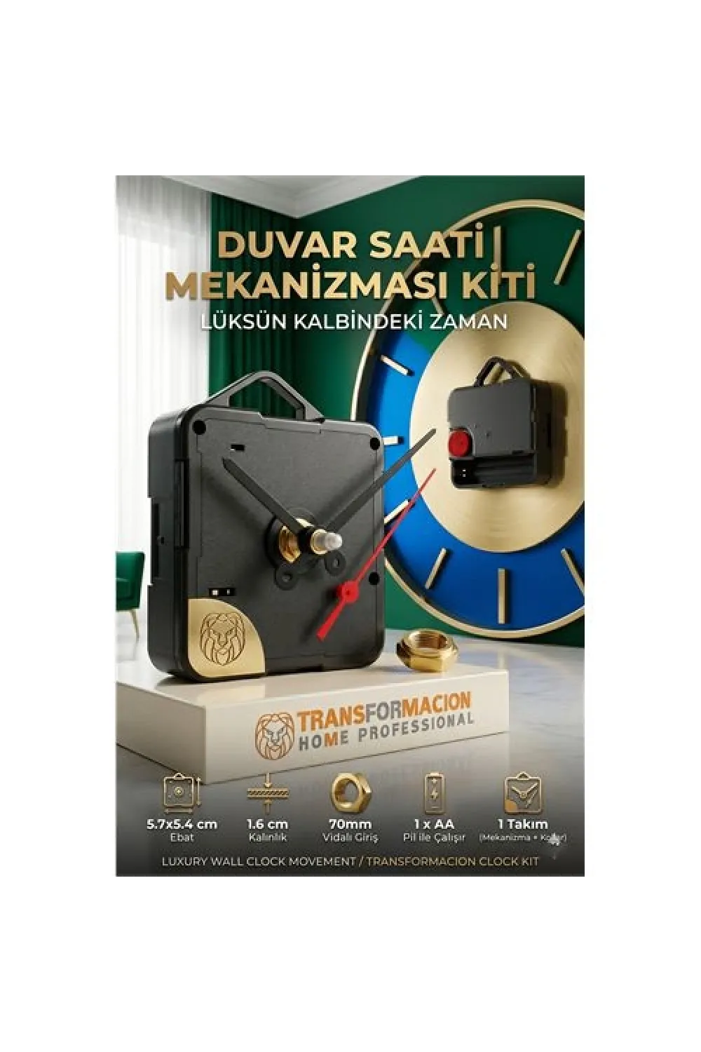 Sessiz Akar Saat Mekanizması Askılı Duvar Saati Motoru Akrep Yelkovan Seti 723157