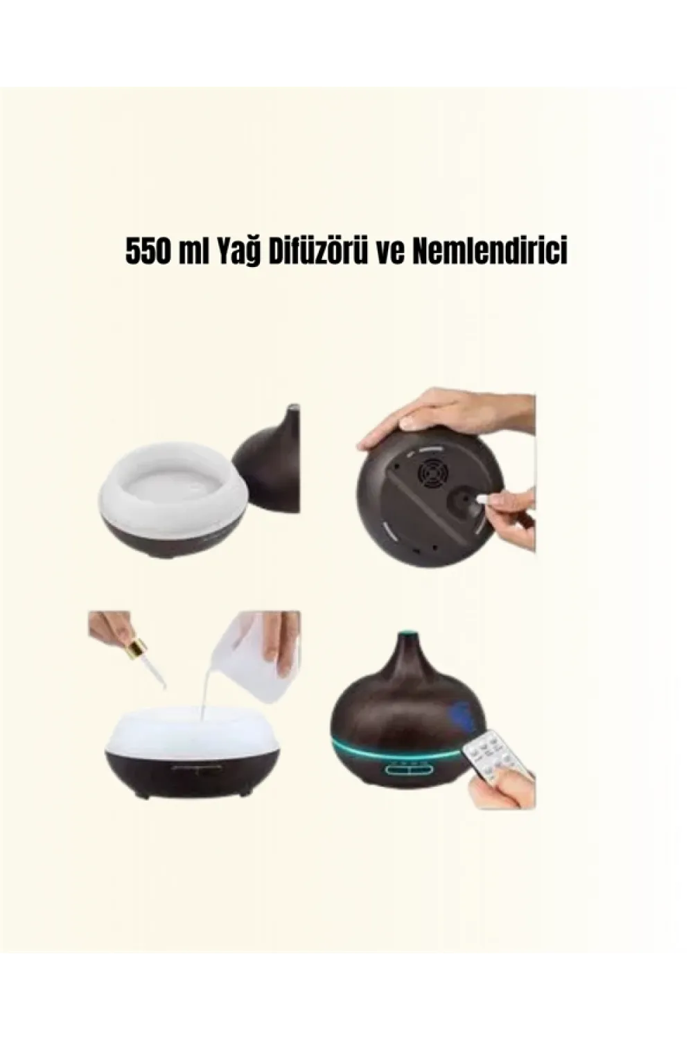 Sessiz Çalışan Aromaterapi Difüzörü – 4 Zaman Ayarlı, 7 Renkli Işık Seçeneği