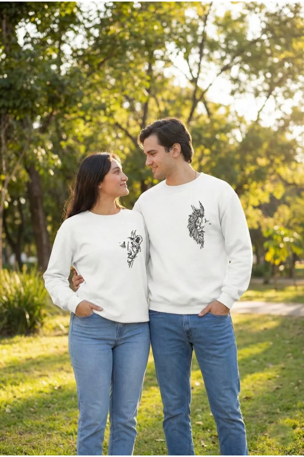 Sevgililer Günü Baskılı Oversize Bisiklet Yaka Sweatshirt - Beyaz