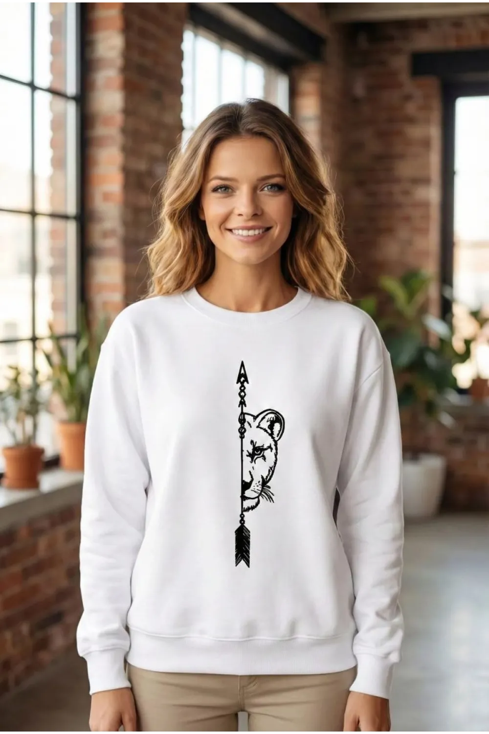 Sevgililer Günü Baskılı Oversize Bisiklet Yaka Sweatshirt - Beyaz