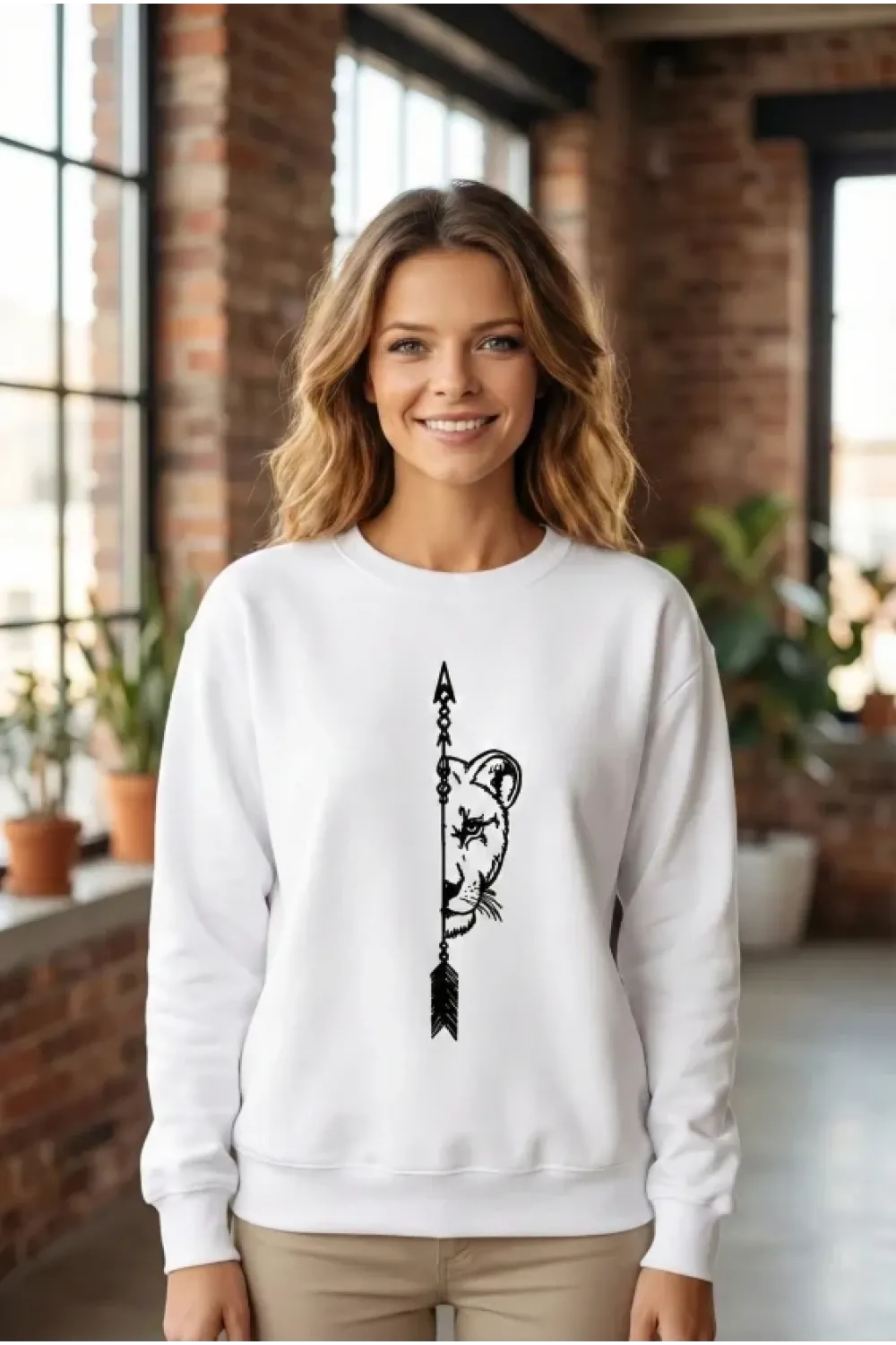 Sevgililer Günü Baskılı Oversize Bisiklet Yaka Sweatshirt - Beyaz