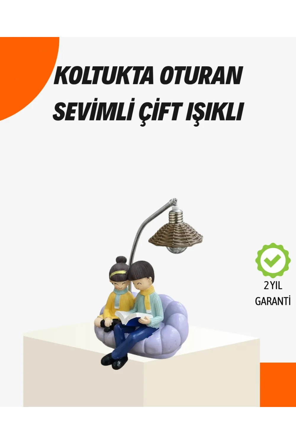 Sevgiliye Özel Çift Figürlü Led Masa Lambası Okuyan Çift Tasarım