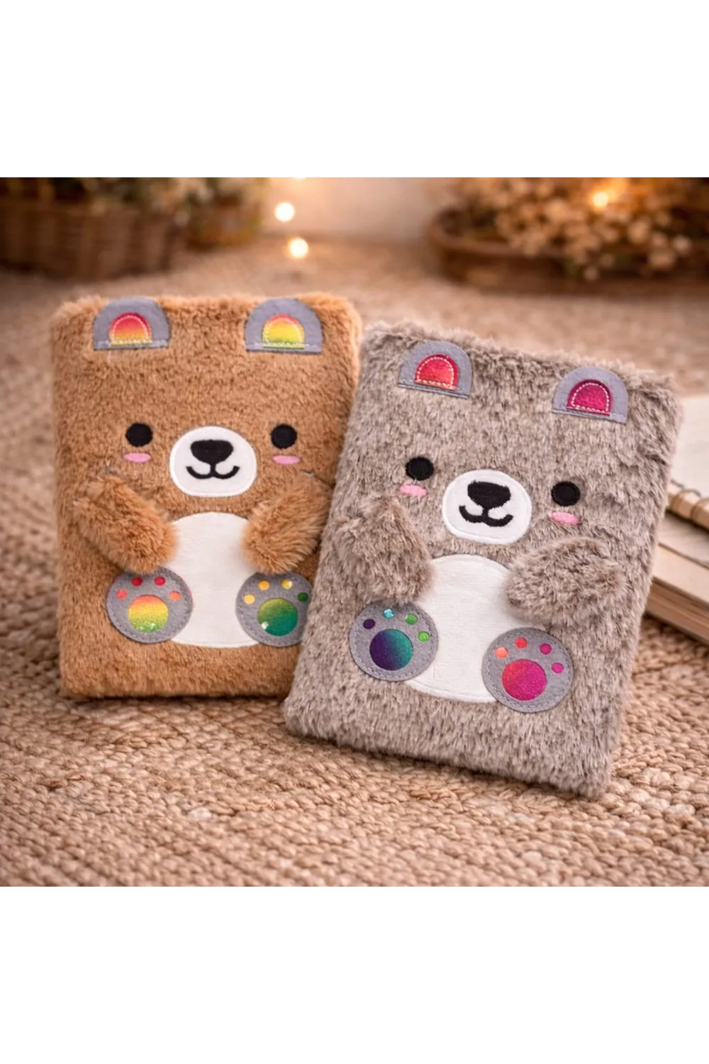 Sevimli Ayıcık Peluş Çizgili Defter