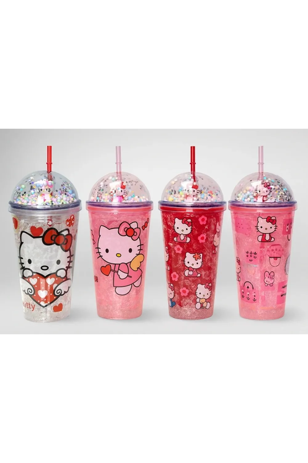 Sevimli Hello Kitty Işıklı Pipetli Boncuklu Suluk & Bardak 400 Ml IEG3145