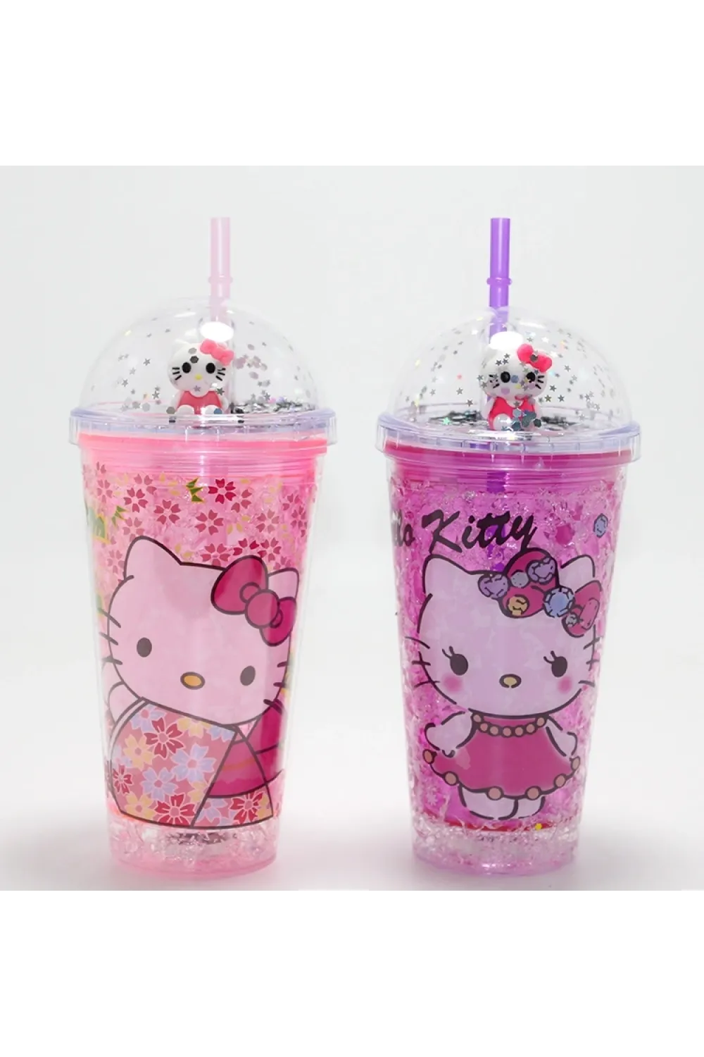 Sevimli Hello Kitty Işıklı Pipetli Boncuklu Suluk & Bardak 400 Ml  IEG4706