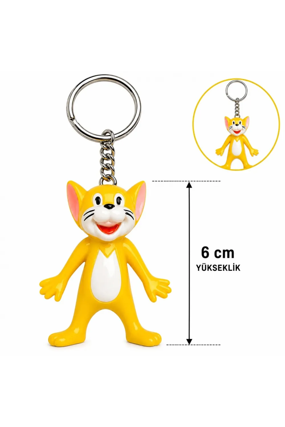 Sevimli Sarı Kedi Figürlü Anahtarlık 6 Cm