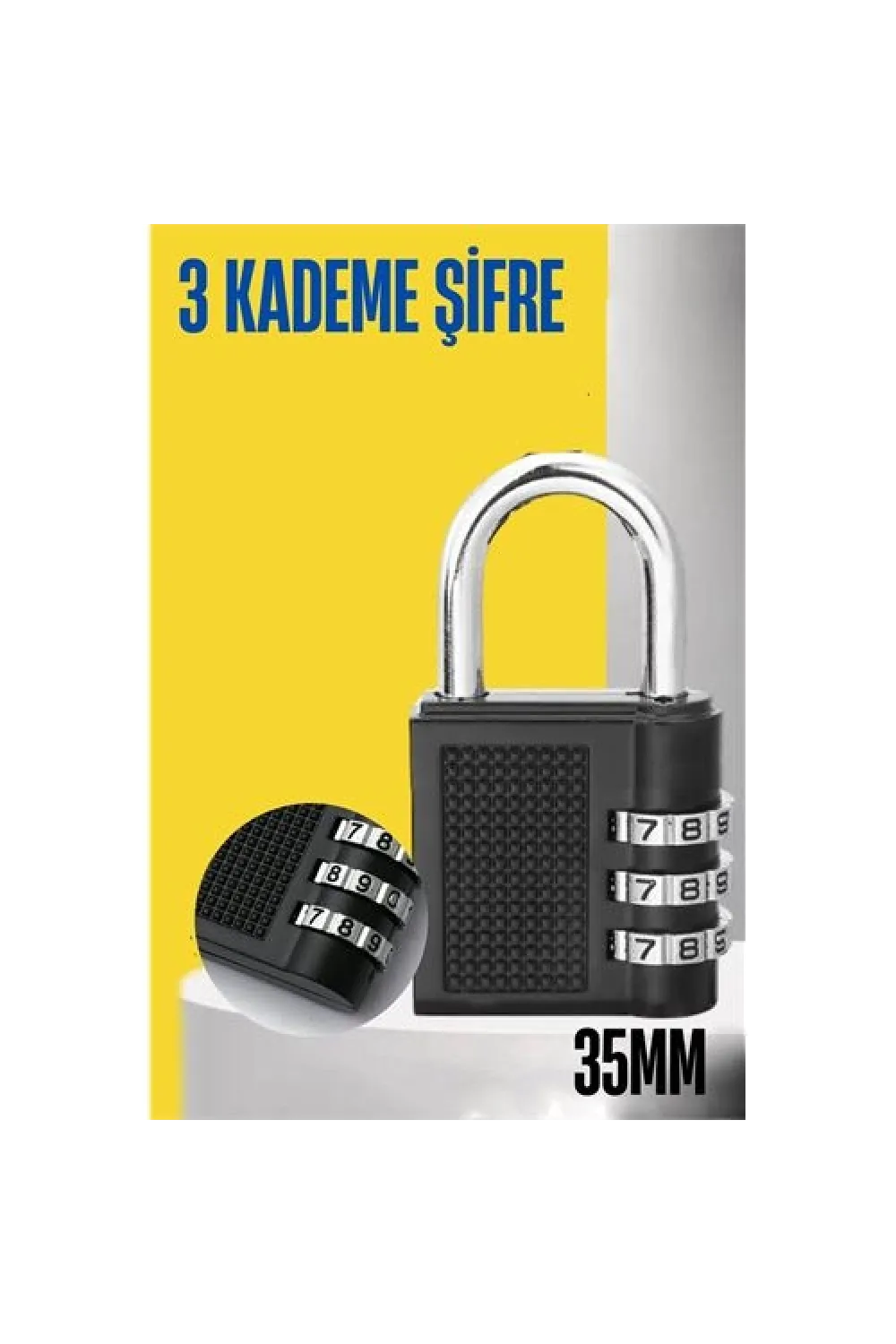 Şifreli Asma Kilit 3 Kademe 35 mm 721590