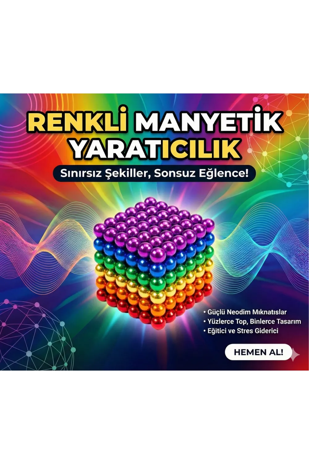 Sihirli Manyetik Toplar Dyum Mıknatıs Küp Bilye 216 Adet Cube Küp Dymium
