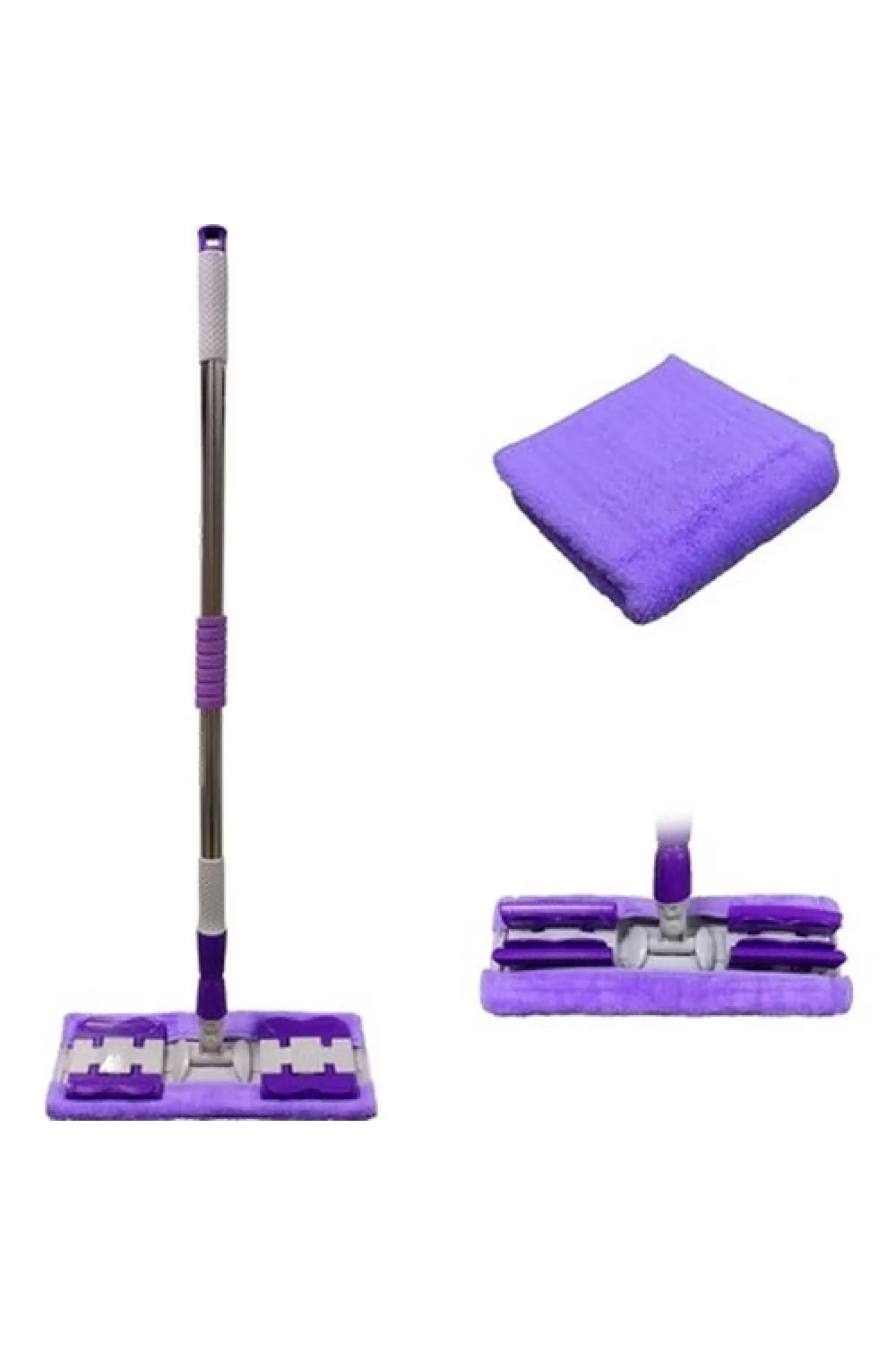 Sihirli Spin Mop Teleskopik Çok Amaçlı Mop +1 Bez Hediyeli - Mor