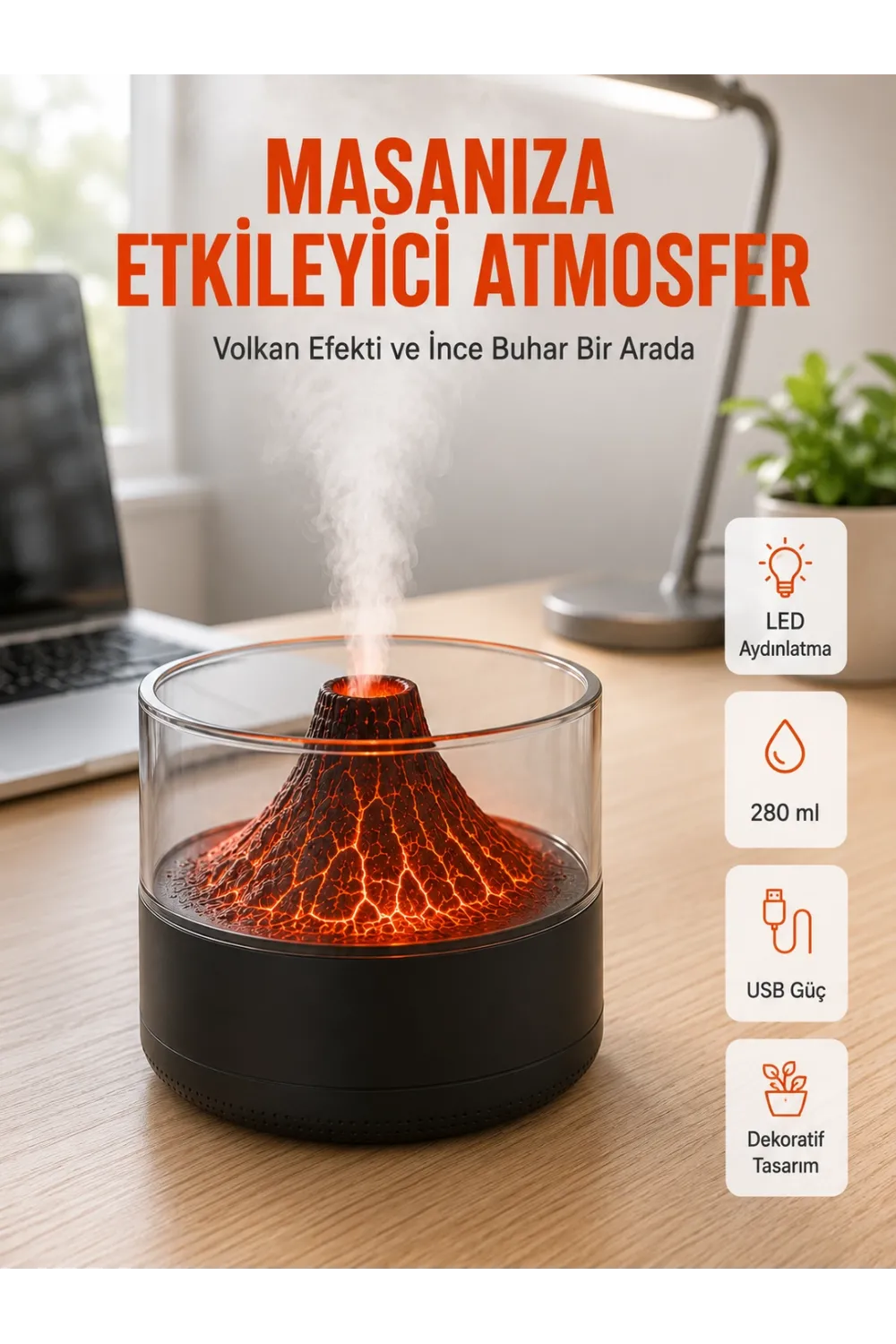 Şık Tasarımlı Aromaterapi Ve Nemlendirici Cihaz