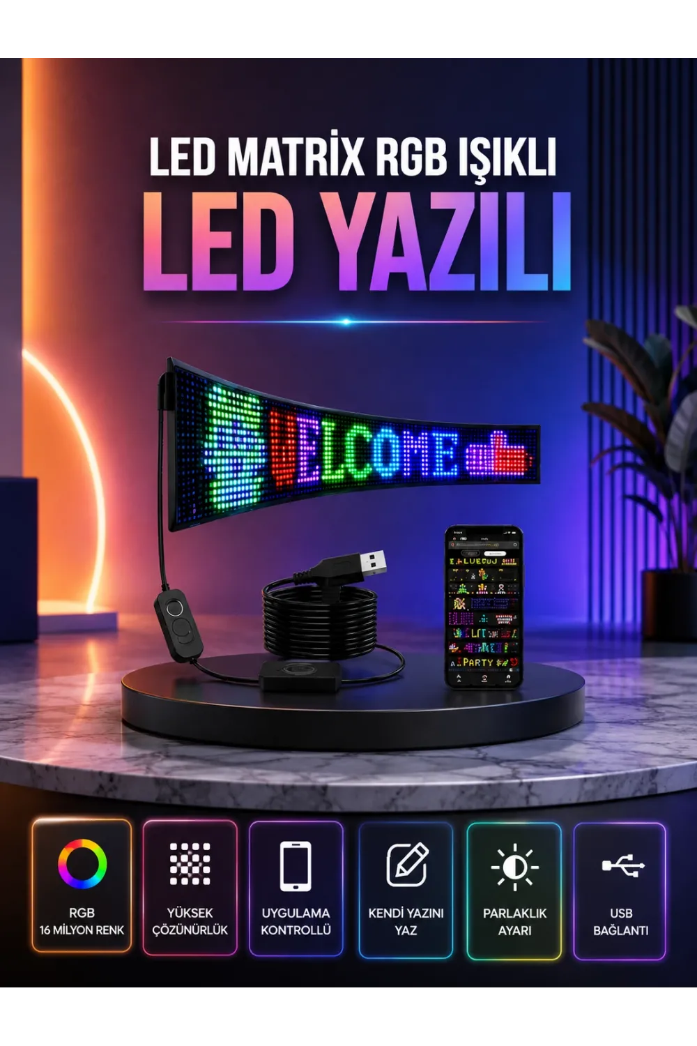 Şık Ve Fonksiyonel Rgb Led Panel Canlı Renk Yansımalı Işık Sistemi